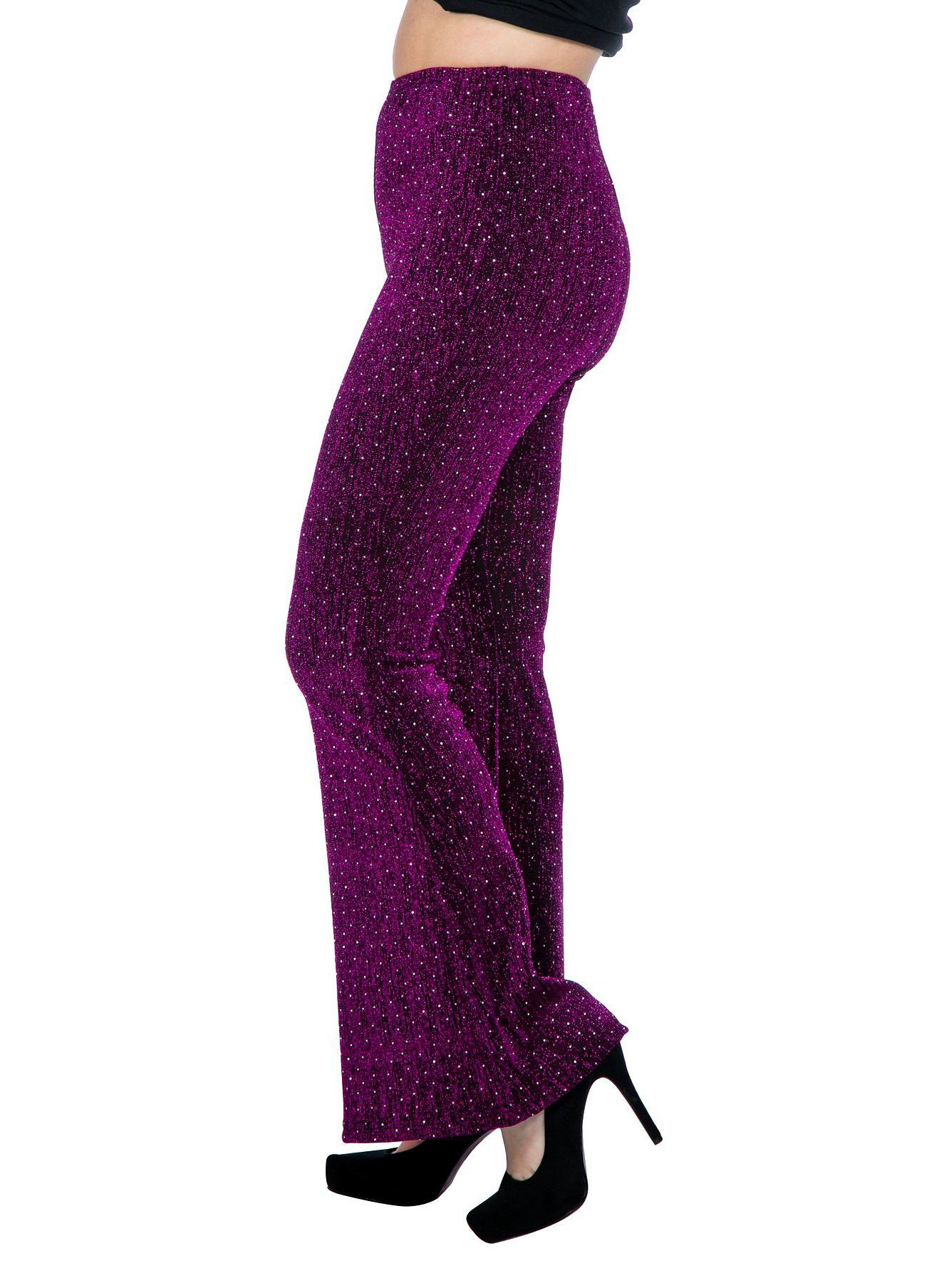 Metamorph Kostüm Disco Leggings für Damen purpur, 70er Jahre Schlaghose mit günstig online kaufen