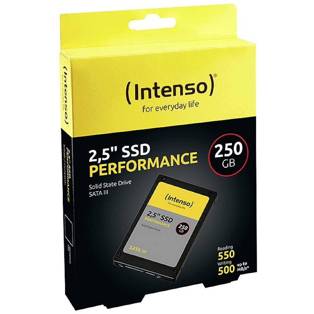 Intenso 2.5″ SSD SATA III Performance 3814440 SSHD-Hybrid-Festplatte (250 GB), 3D NAND