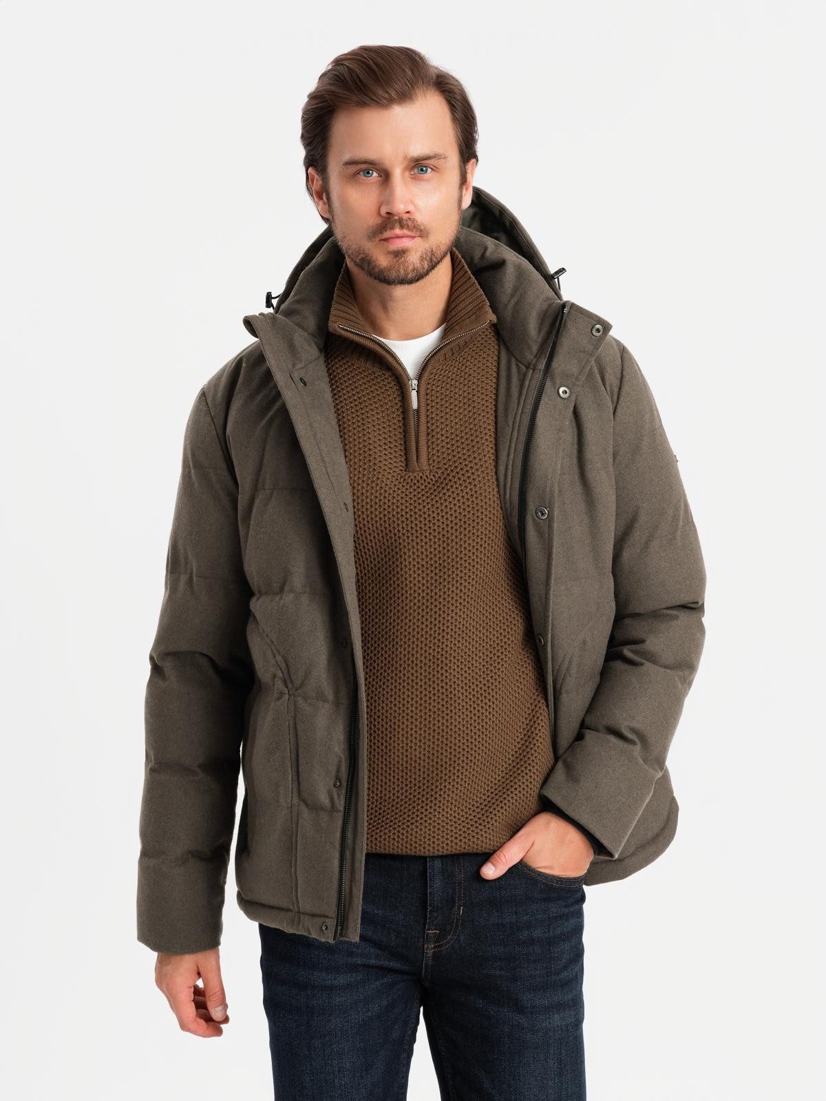 OMBRE Winterjacke Herren-Freizeit-Pufferjacke mit Wolle – Bild 4 von 5
