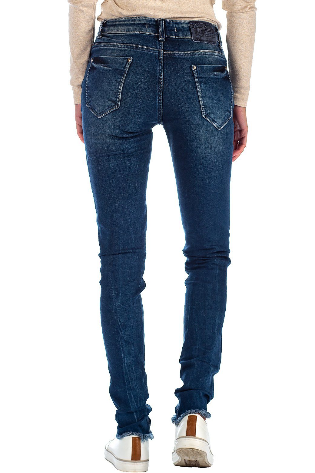 Cipo & Baxx Slim-fit-Jeans Damen Slim Fit Hose Stonewashed BA-19CB06 Stonewashed Design in schwarz-grau – Bild 2 von 5