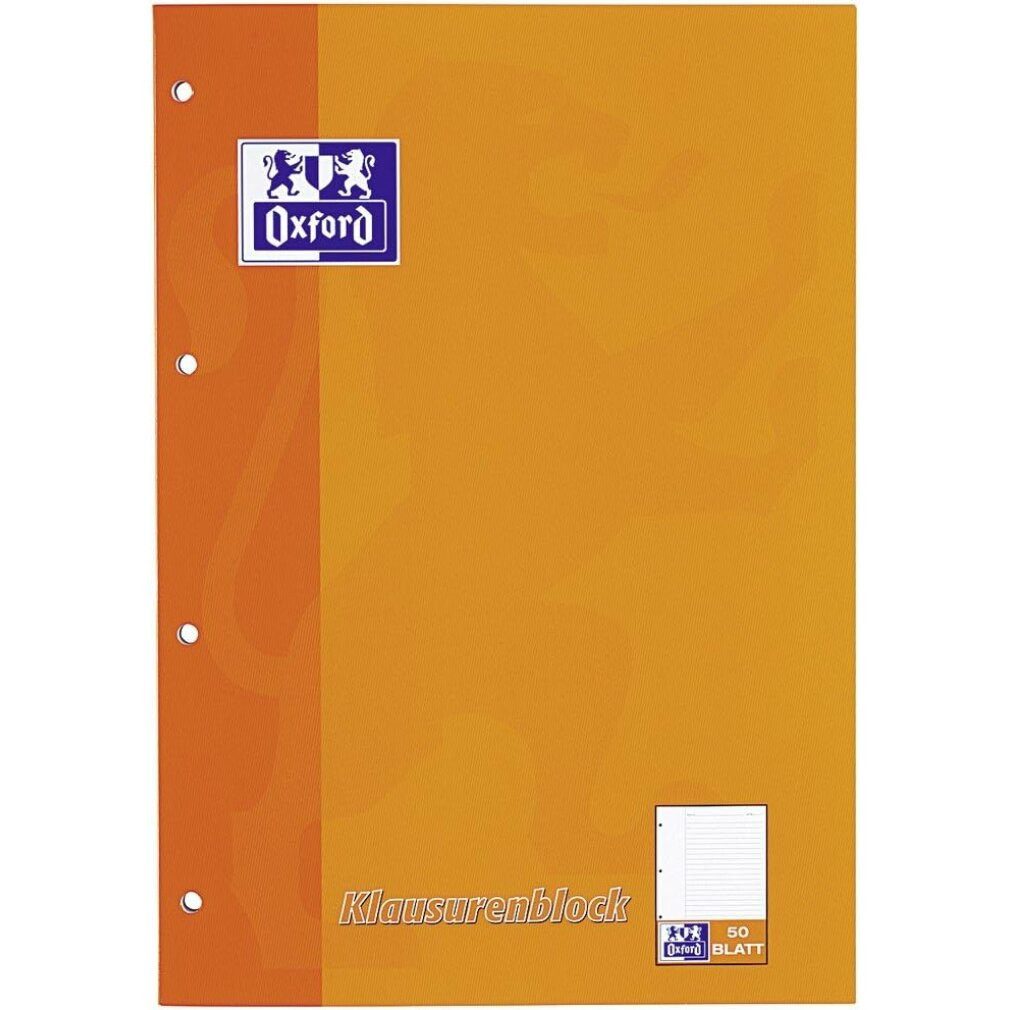 OXFORD Notizblock Arbeitsblock für Klausuren DIN A4 liniert