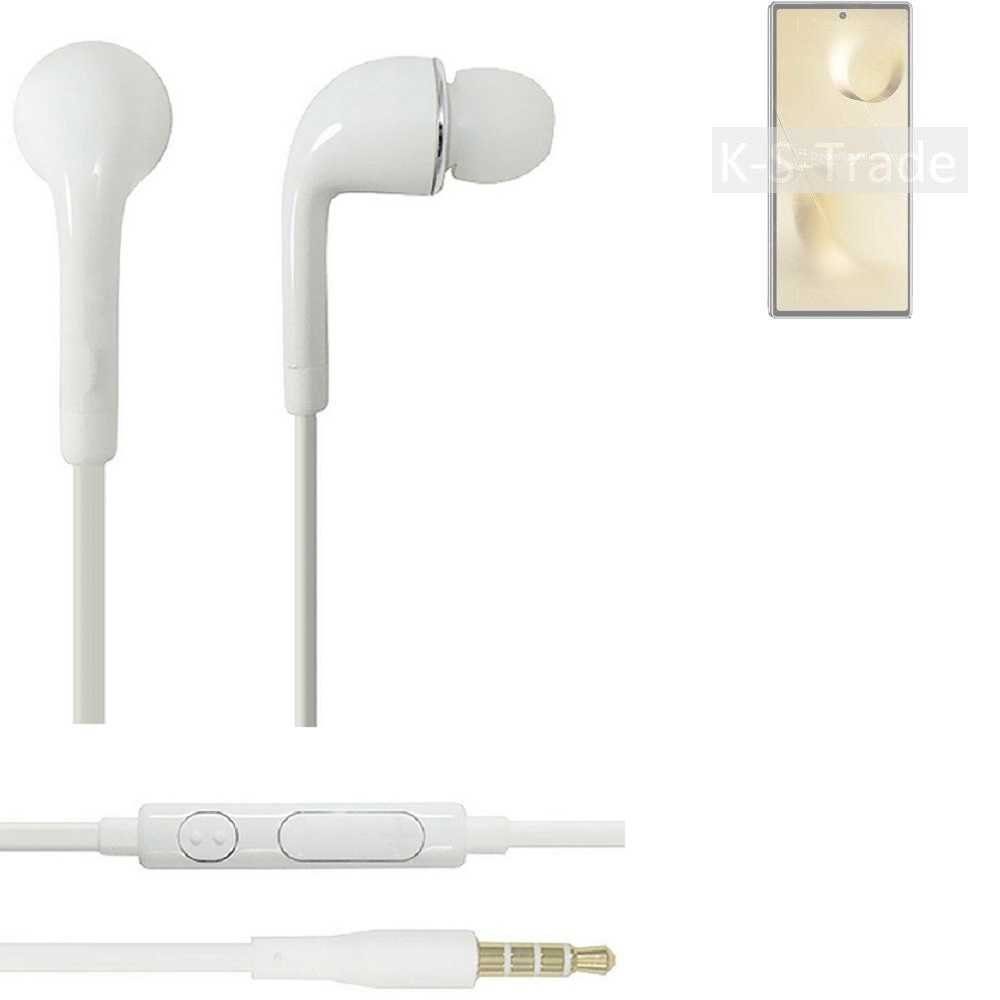 K-S-Trade für Xiaomi Mi MIX Fold 2 In-Ear-Kopfhörer (Kopfhörer Headset mit Mikrofon u Lautstärkeregler weiß 3,5mm) | In-Ear-Kopfhörer