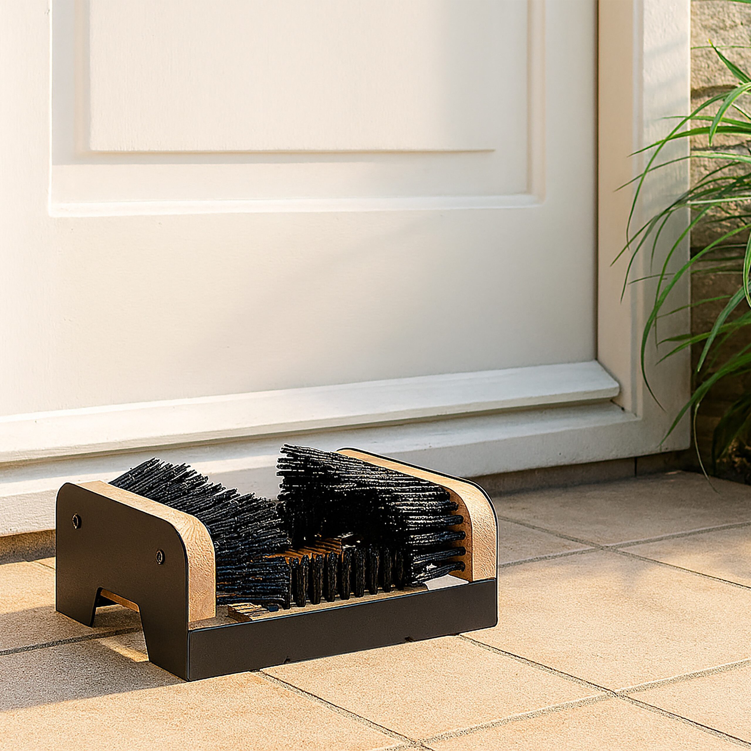 relaxdays Schuhputzbürste Schuhabstreifer mit Rundum-Bürsten