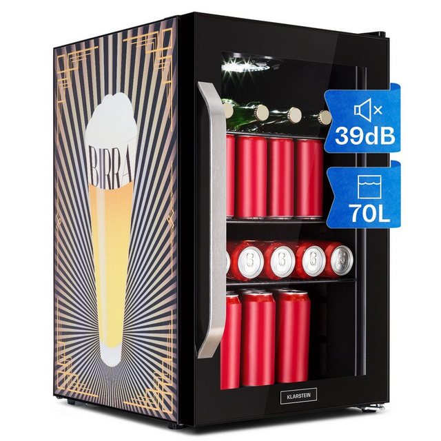 Klarstein Getränkekühlschrank HEA13-Birra-OX 10041178, 67 cm hoch, 43 cm breit, Bierkühlschrank Getränkekühlschrank Flaschenkühlschrank mit Glastür