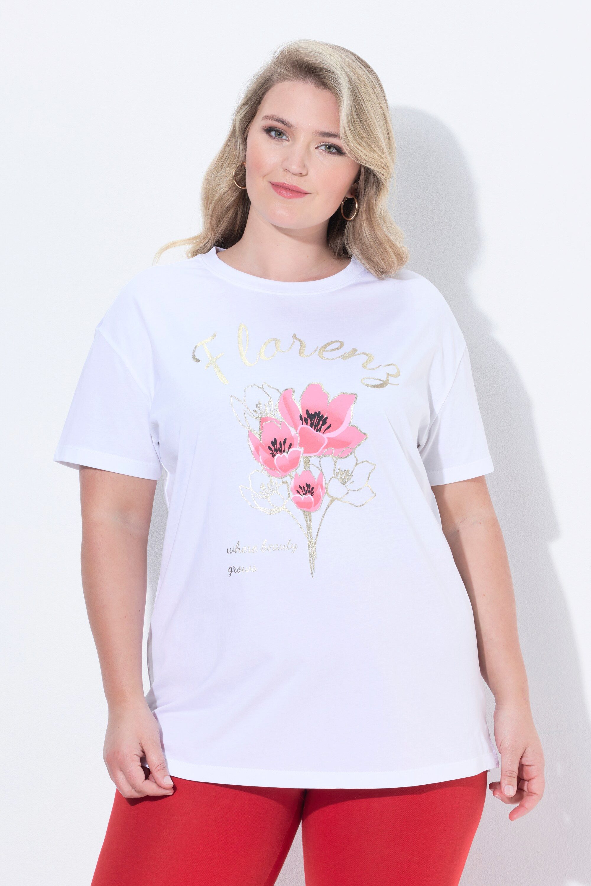 T-Shirt T-Shirt Boxy Fit Blumenmotiv