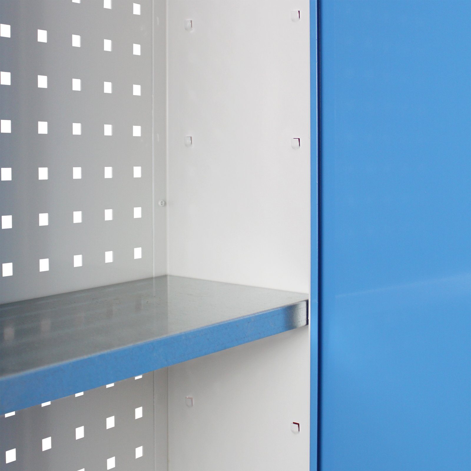 HxBxT Werkzeugschrank PROREGAL® Lichtblau 4 Türen + mit Werkzeugwandschrank 3 Grau 75x150x20cm, Fachboden,