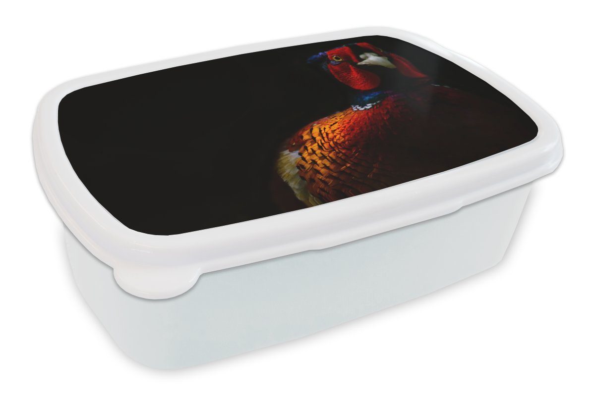 MuchoWow Lunchbox Fasan - Schwarz und Vogel, weiß Kunststoff, (2-tlg), Brotdose, Erwachsene, - Brotbox für Kinder Mädchen Jungs für und
