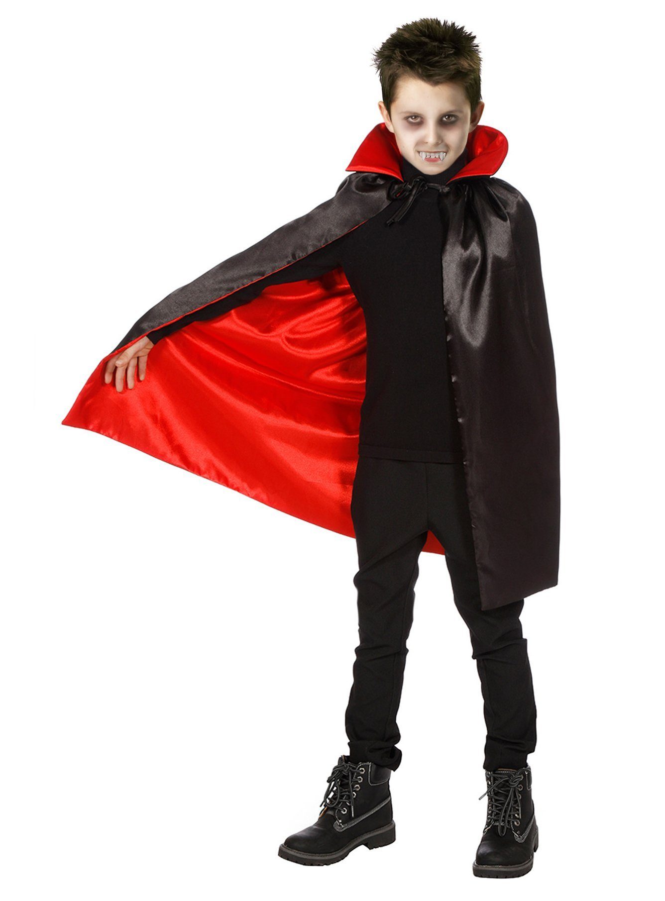 Metamorph Vampir-Kostüm Umhang Zauberer - Karneval Faschingskostüm Kinder, Bissiges Vampirkostüm für Mädchen und Jungen mit allem was du brauc