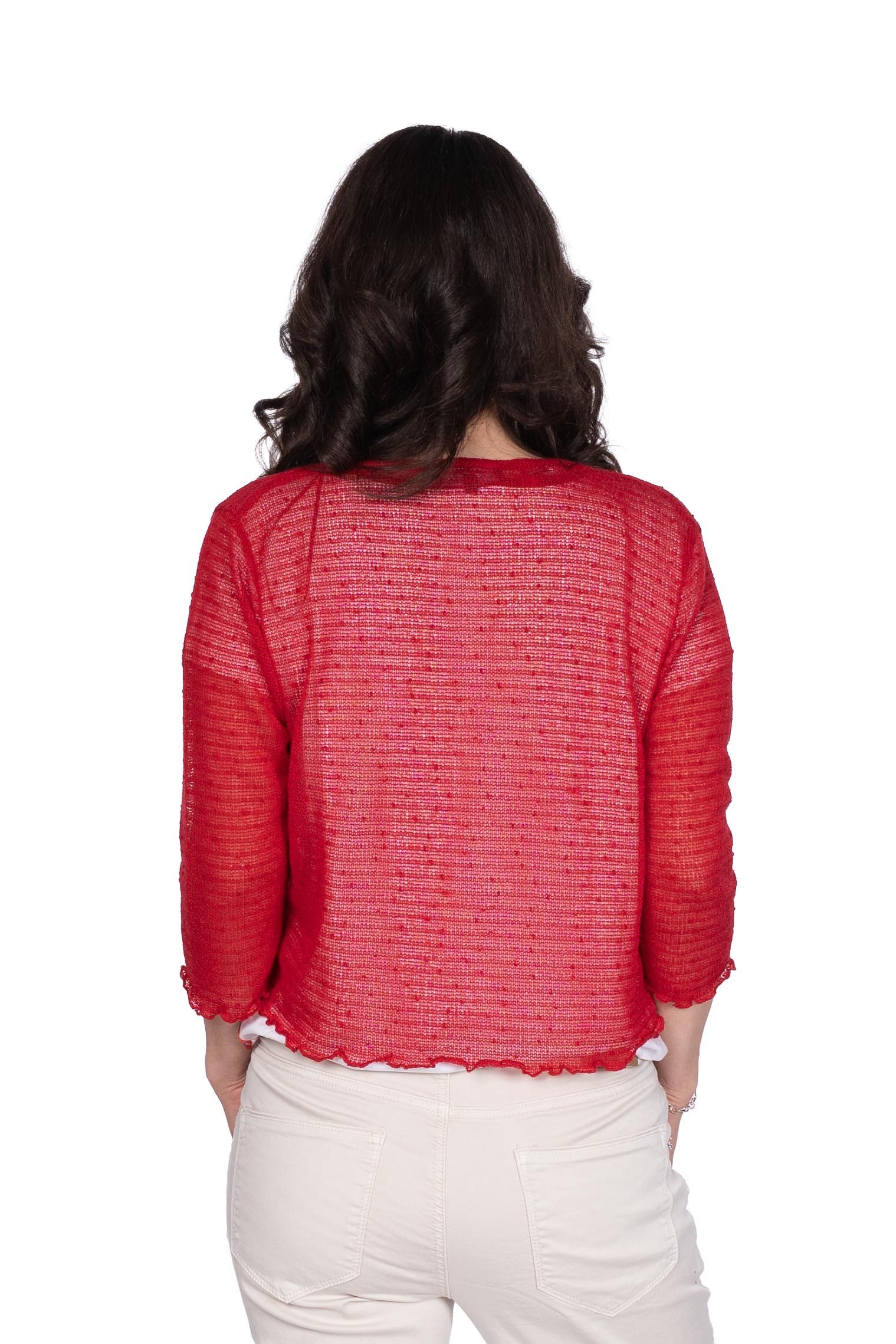 einfach Schön Cardigan 3/4 Cera rot unifarben günstig online kaufen
