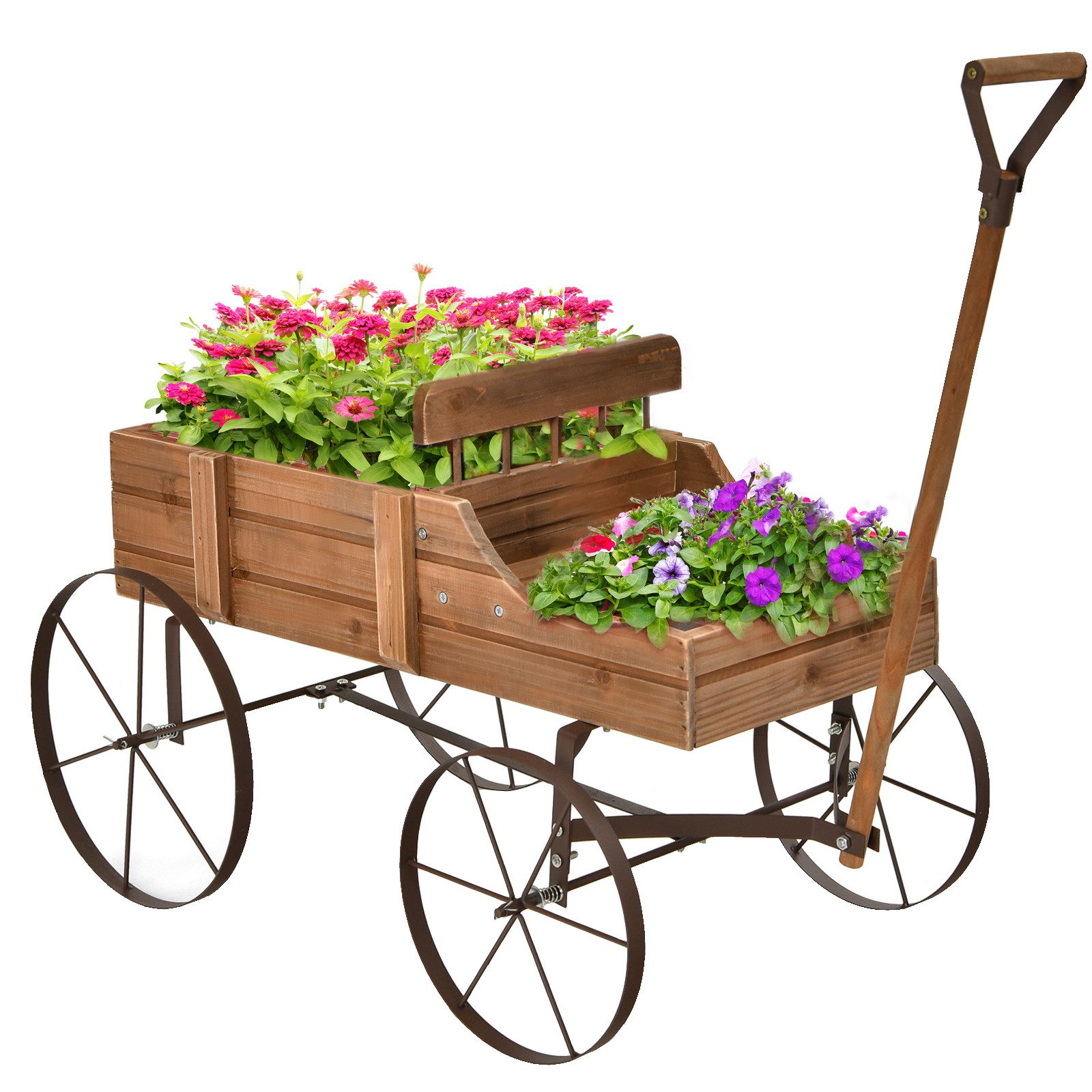COSTWAY Blumenständer, Pflanzwagen mit 4 Metallrädern & Griff, 62x34x60cm