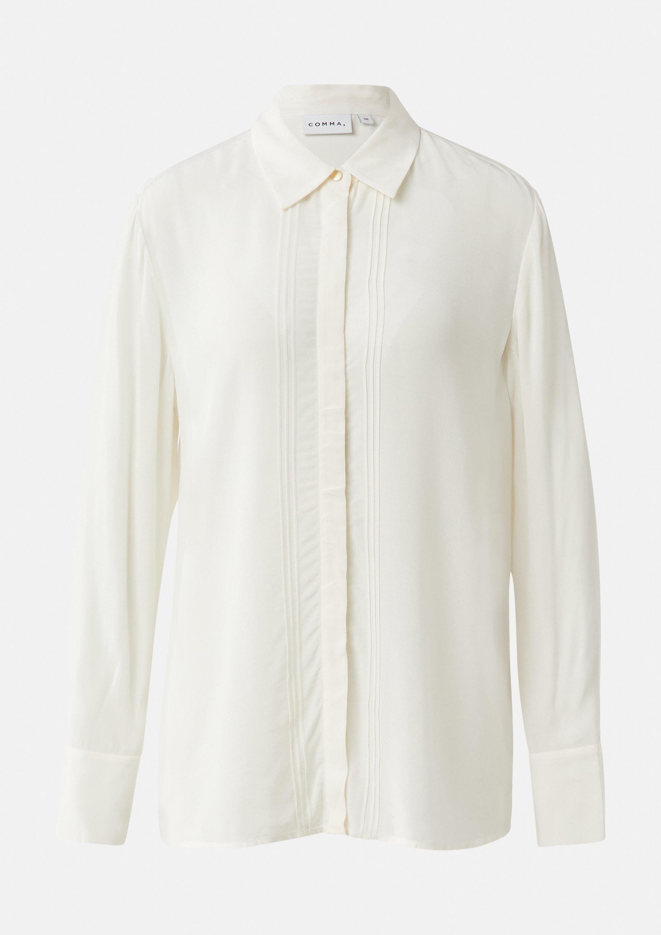 comma Langarmbluse Bluse Semi-transparente Bluse aus Viskose-Crêpe