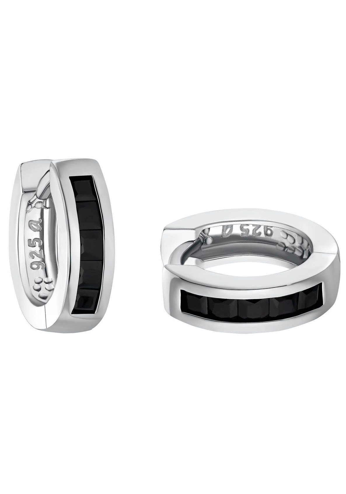 Amor Paar Creolen Black Hoops, mit Zirkonia (synth)