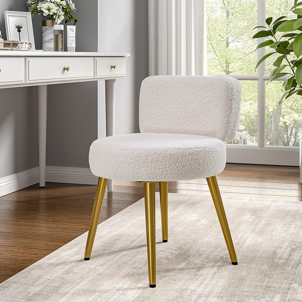 LIVINGANDHOME Polsterstuhl Schminktischhocker mit edlem Teddystoffbezug günstig online kaufen