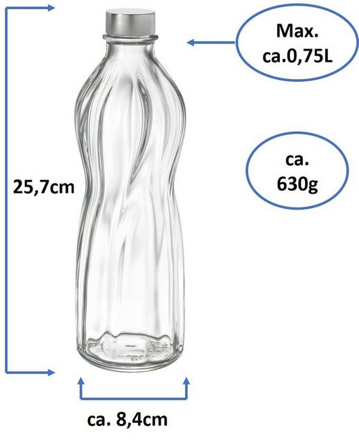 Emilja Wassersprudler Flasche Wasserflaschen Aqua 0,75Liter – 2 Stück – Kühlschrankflasche