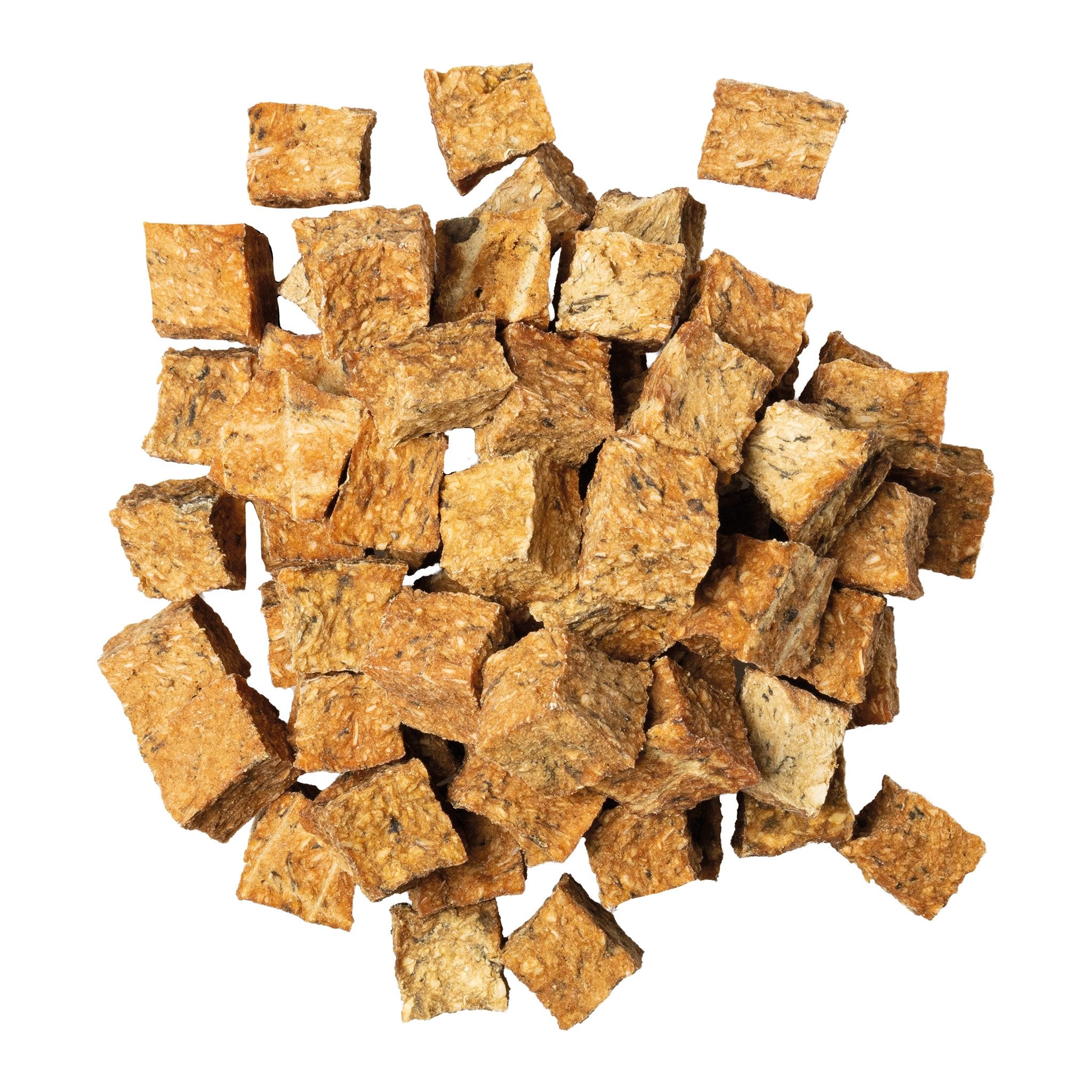 Schecker ICELAND Dorsch Taler - 100 % Natur, 100 % Island!, Snack für: Hunde, Katzen, Krosse Würfelchen aus echtem Dorsch und duftendem Hering