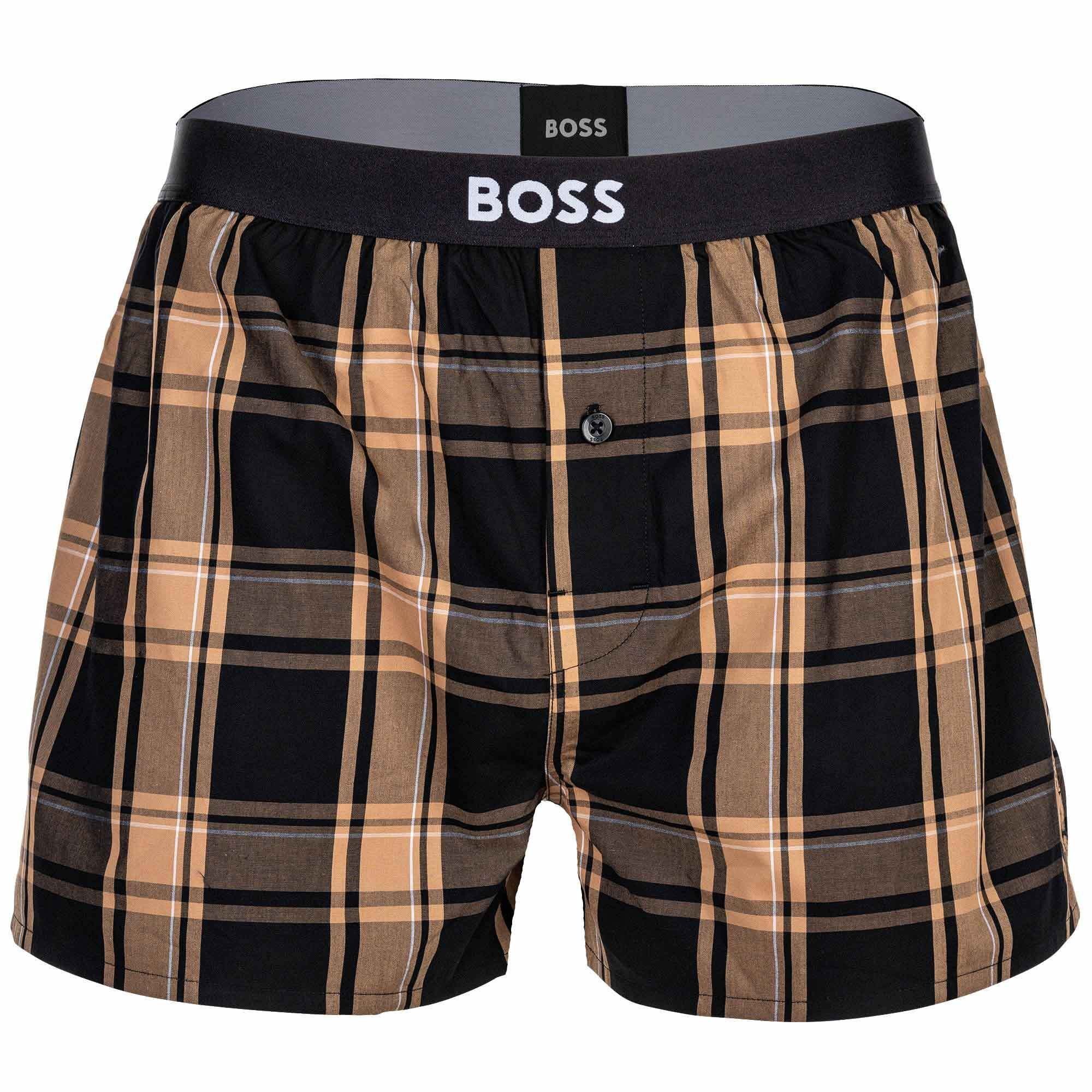 Beige BOSS Pack 2er EW Herren Woven Boxer Web-Boxershorts, - Boxershorts