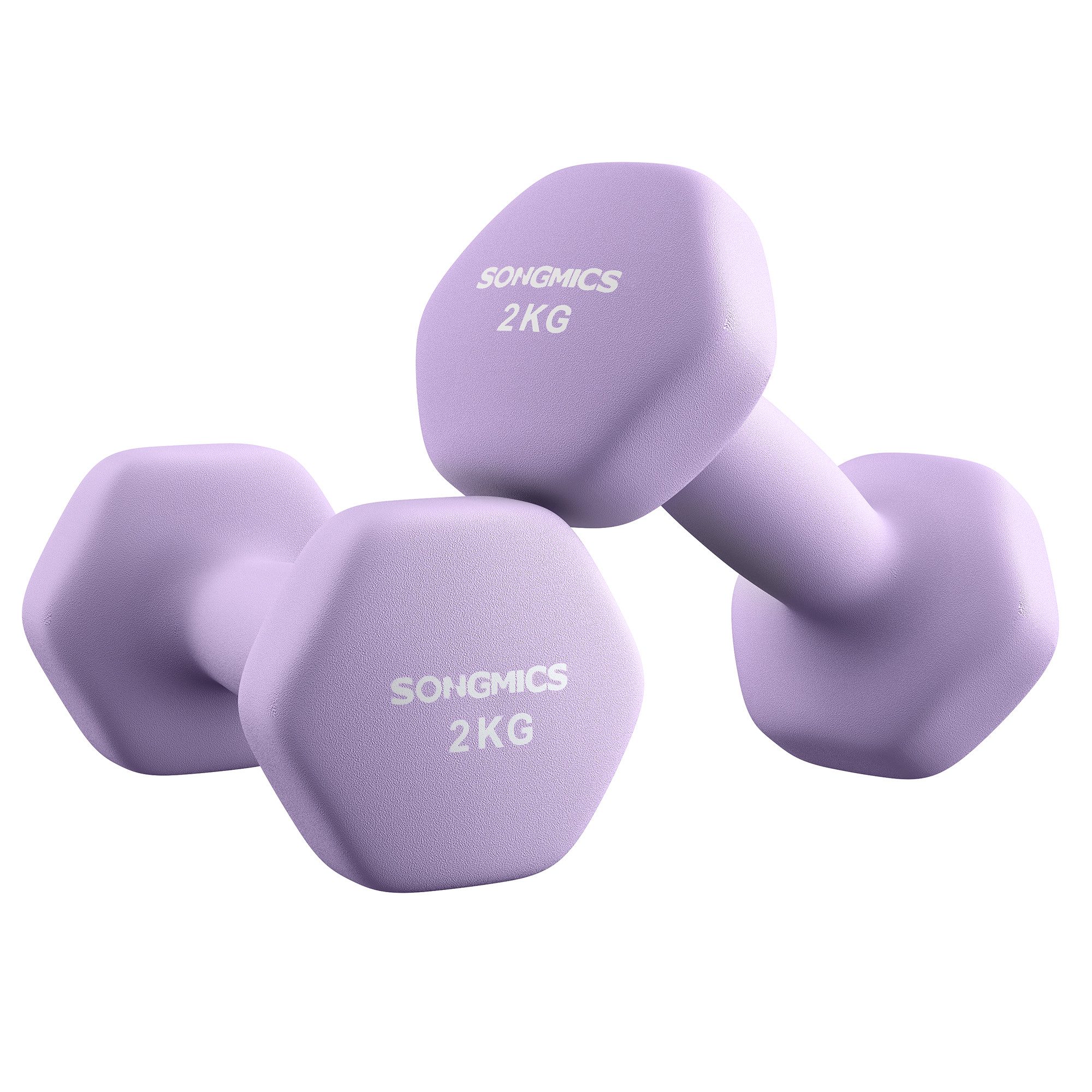 SONGMICS Kurzhantel Hantelset, Kurzhanteln, Hexagon, Neopren-Beschichtung, für Zuhause, (2er Set Neopren-Beschichtung, Hantelset, Kurzhanteln, Hexagon), 2 x 2 kg, Krafttraining, Workout, Fitnesstraining, für Zuhause