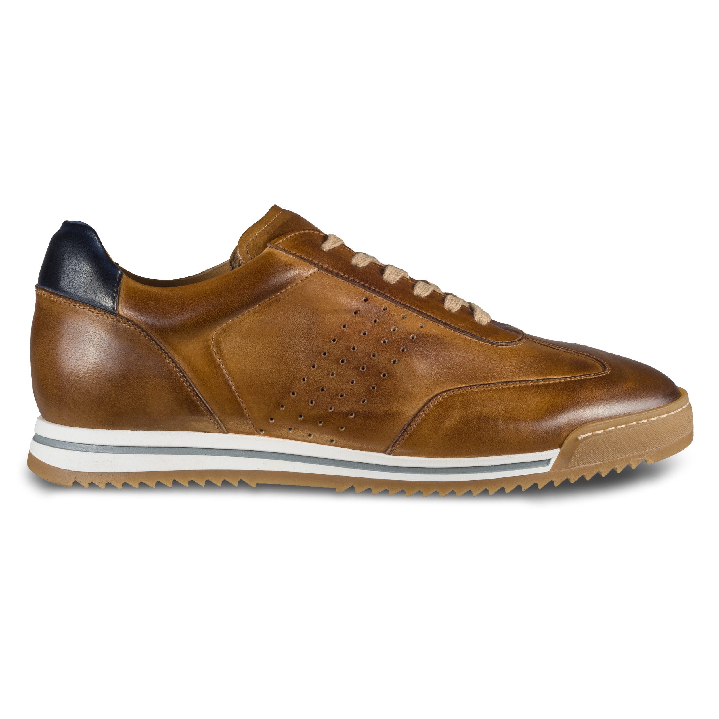 BRECOS Handgefertigter Leder Sneaker, cognak braun mit heller Sohle Sneaker Handgefertigt in Italien