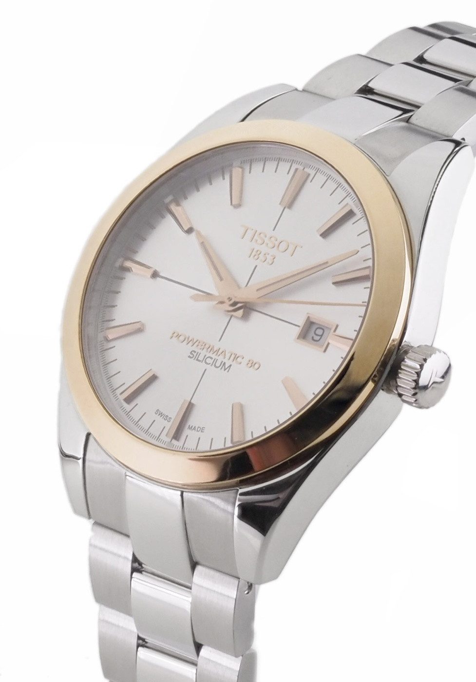 Tissot Automatikuhr Tissot Herren Automatik Uhr Gentleman Powermatic 80 Silicium T92740741, (Rosegold)