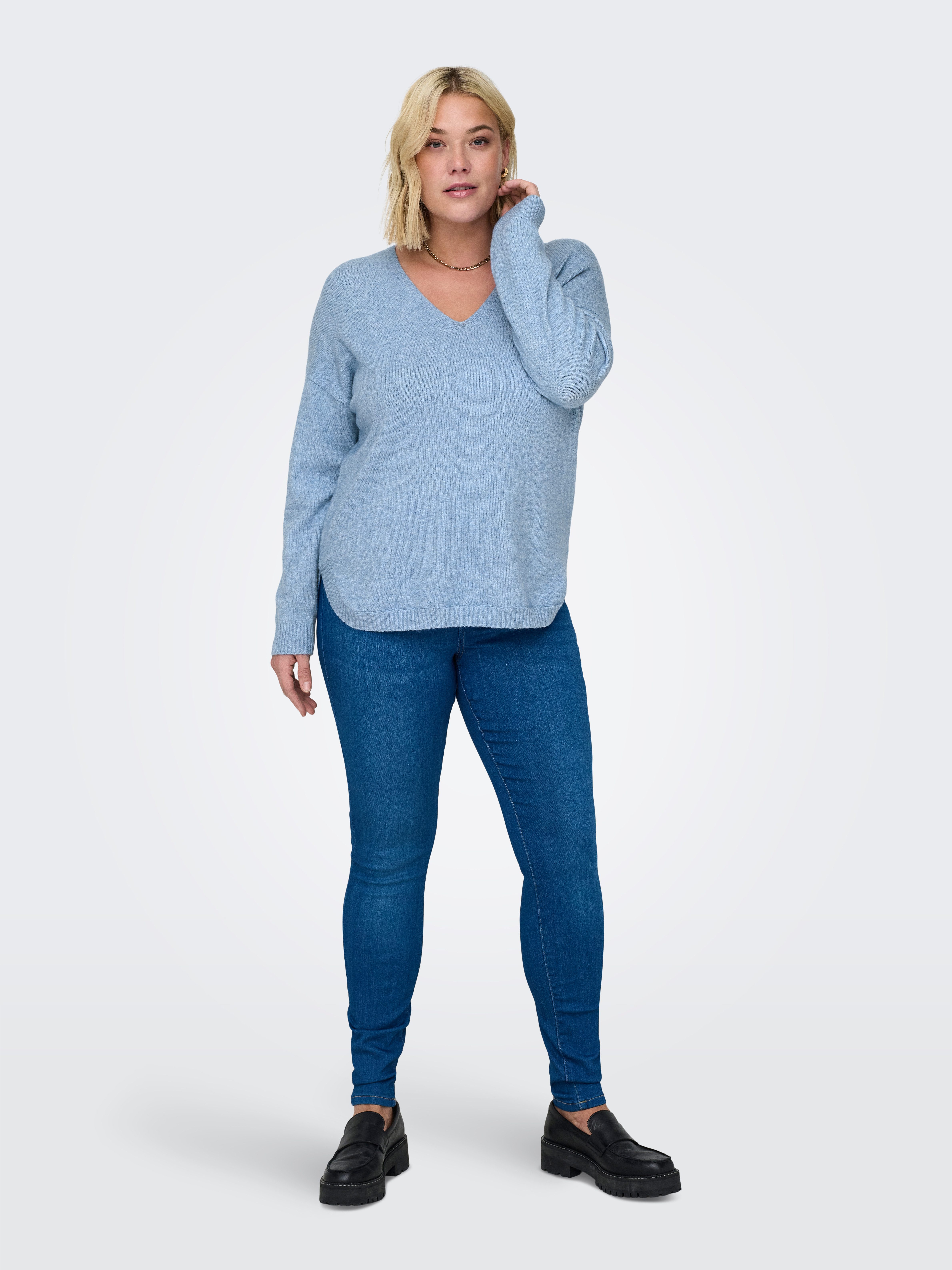 ONLY CARMAKOMA V-Ausschnitt-Pullover CARMARGARETA LS PULLOVER KNT NOOS Viskosemischung, regular fit