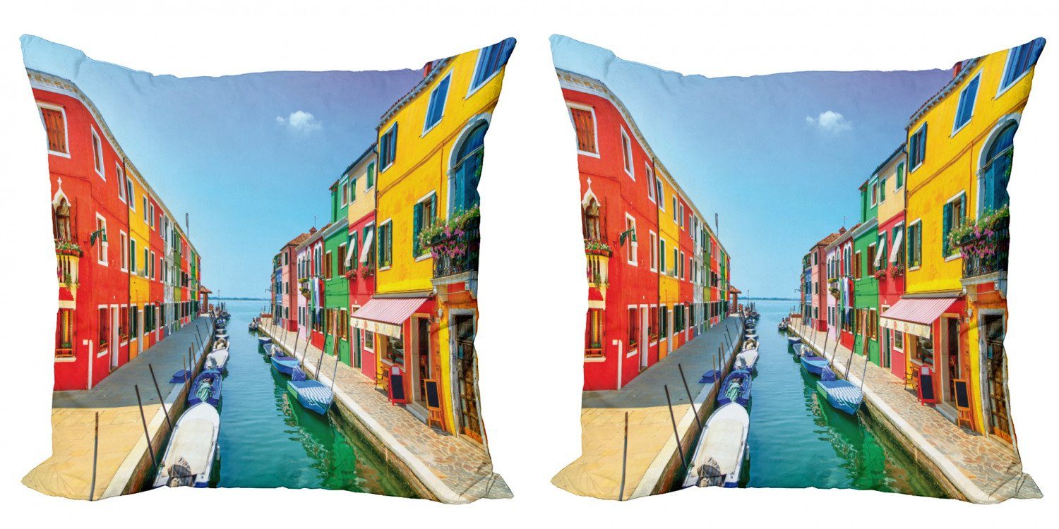 Kissenbezüge Modern Accent Doppelseitiger Digitaldruck, Abakuhaus (2 Stück), Stadt-Liebe Urbanes Leben mit Booten