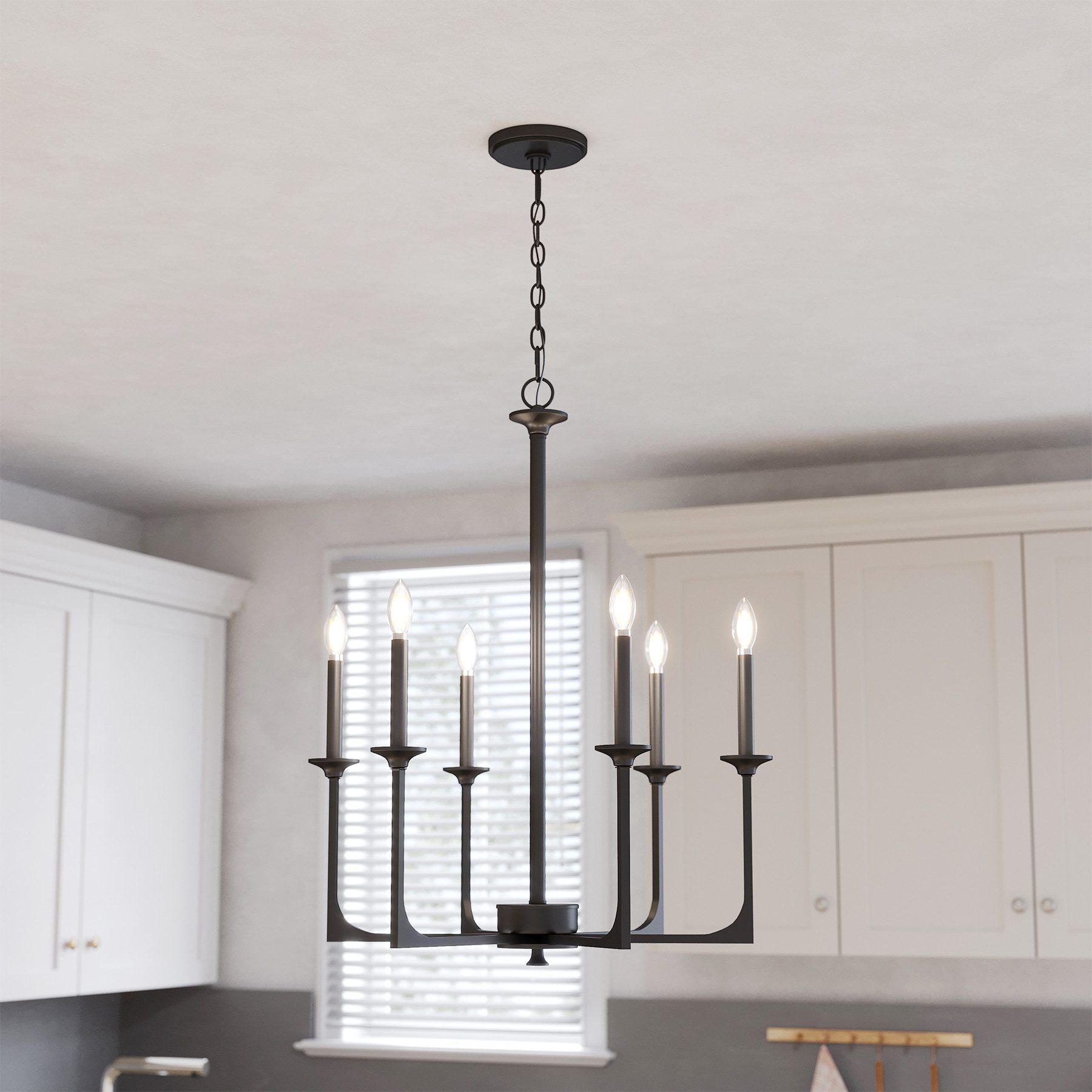 Tribesigns Hängeleuchte Wagenrad-Kronleuchter 72cm, 6x E14 (ohne Birnen), rustikal Deckenlampe, Metall, für Küche, Esszimmer, Hütte, Diele, Flur [Energy Class E]