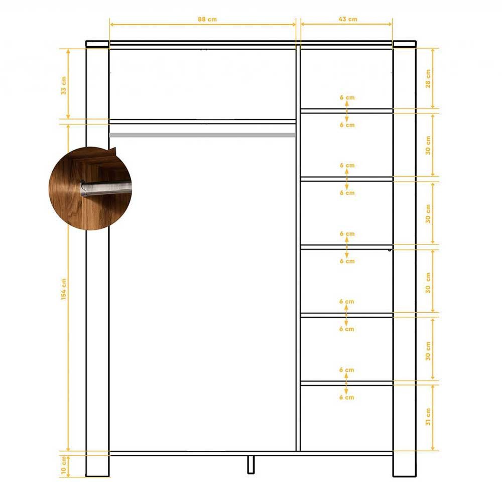 Pharao24 Kleiderschrank Sumatera aus Massivholz
