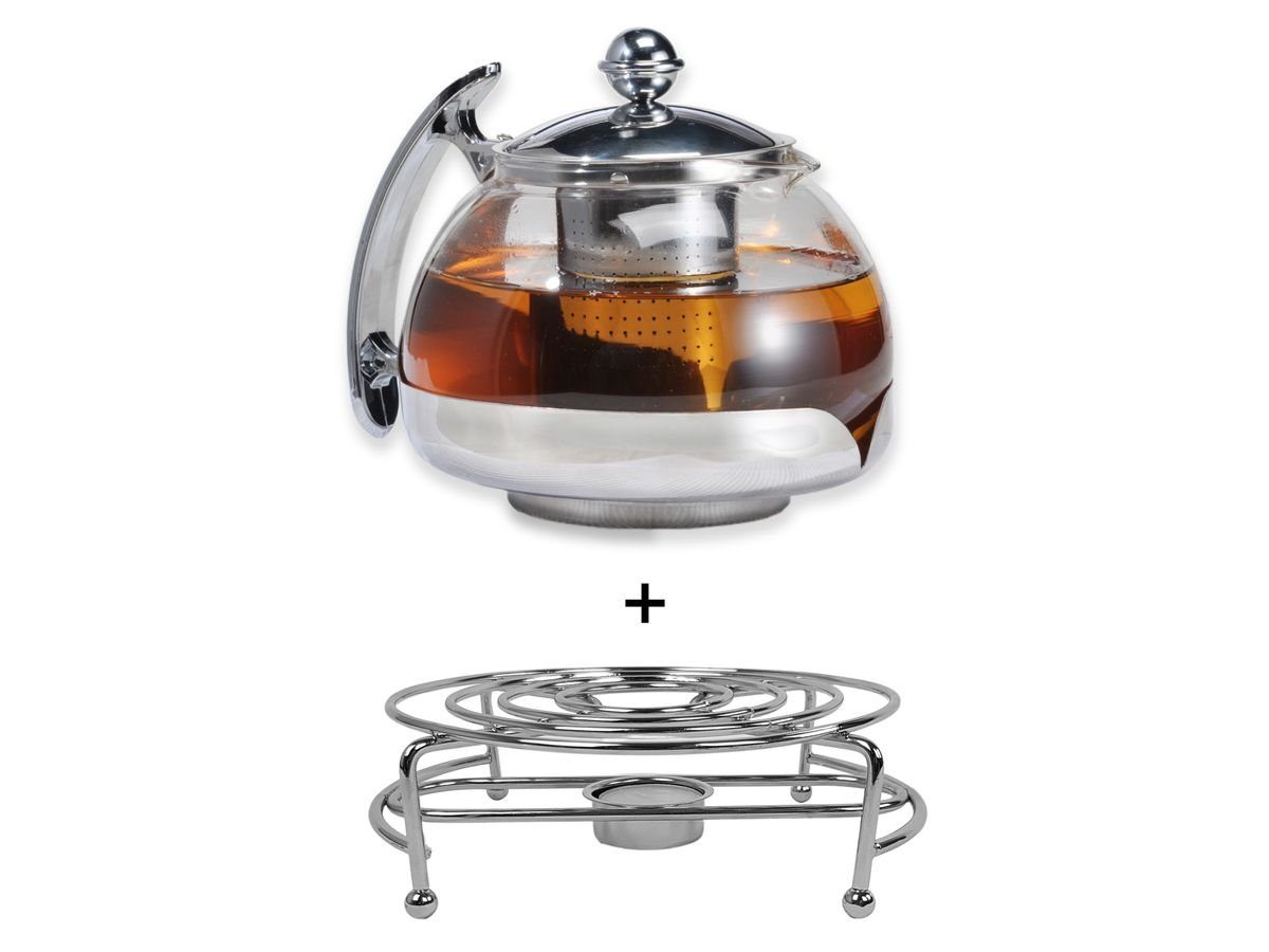 Gravidus Teekanne Teekanne Glas mit Stövchen & Teesieb 1,2 L