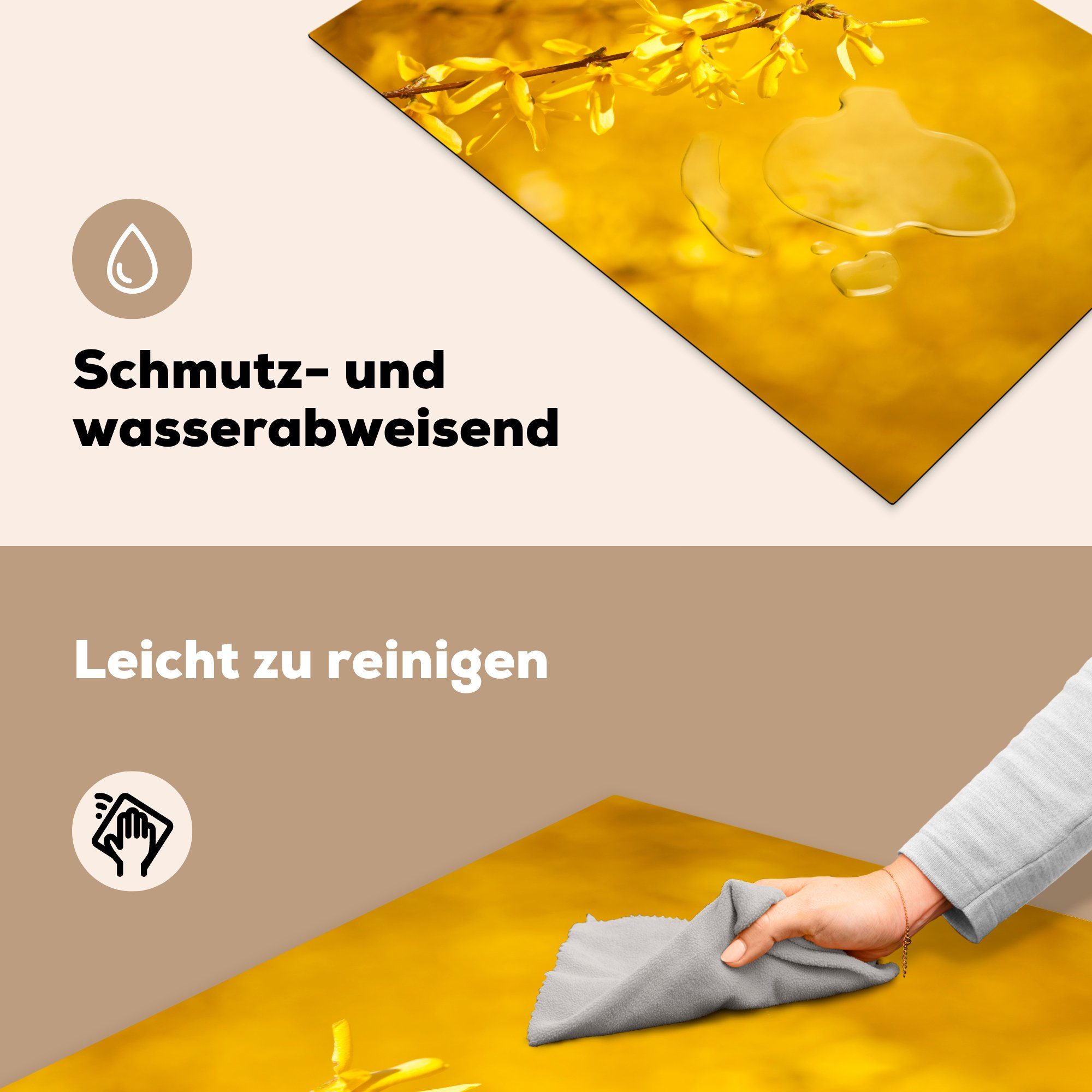 Schutz Vinyl, MuchoWow blühen Ceranfeldabdeckung für im Herdblende-/Abdeckplatte cm, tlg), küche, Induktionskochfeld Forsythien Frühjahr, 81x52 die Gelbe (1