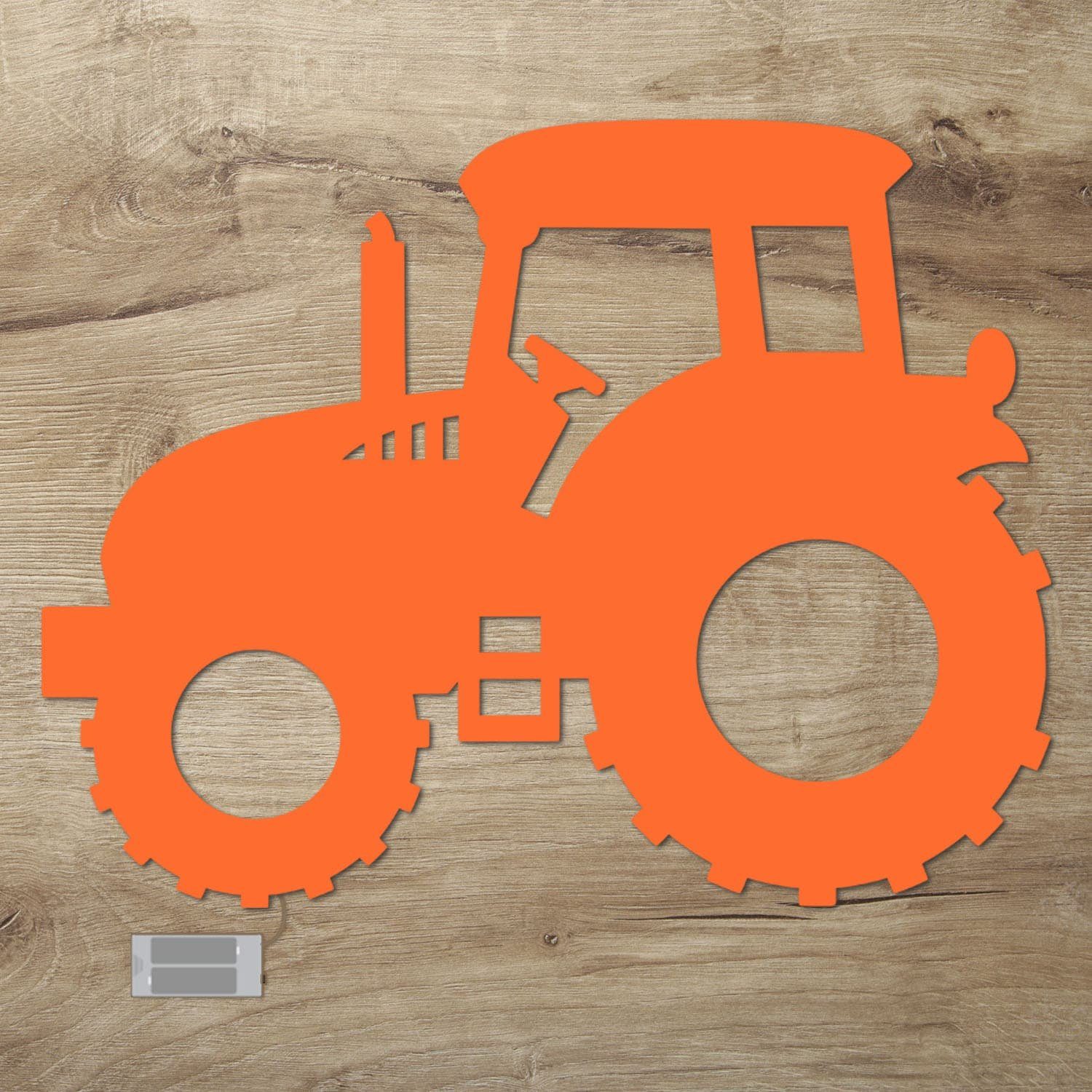 Namofactur LED Dekolicht LED Holz Traktor Deko Kinderzimmer, Ohne Zugschalter, LED fest integriert, Warmweiß Orange