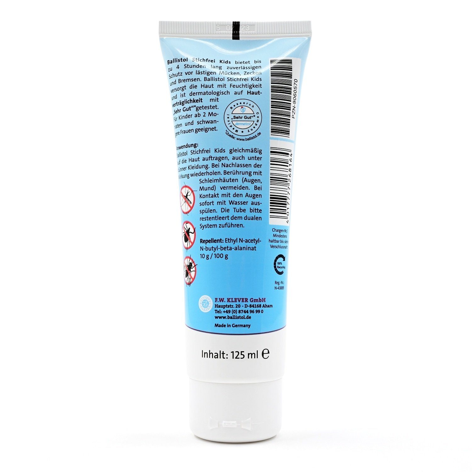 Ballistol Insektenspray STICHFREI Kids Creme Tube Mückenschutz, 125 ml