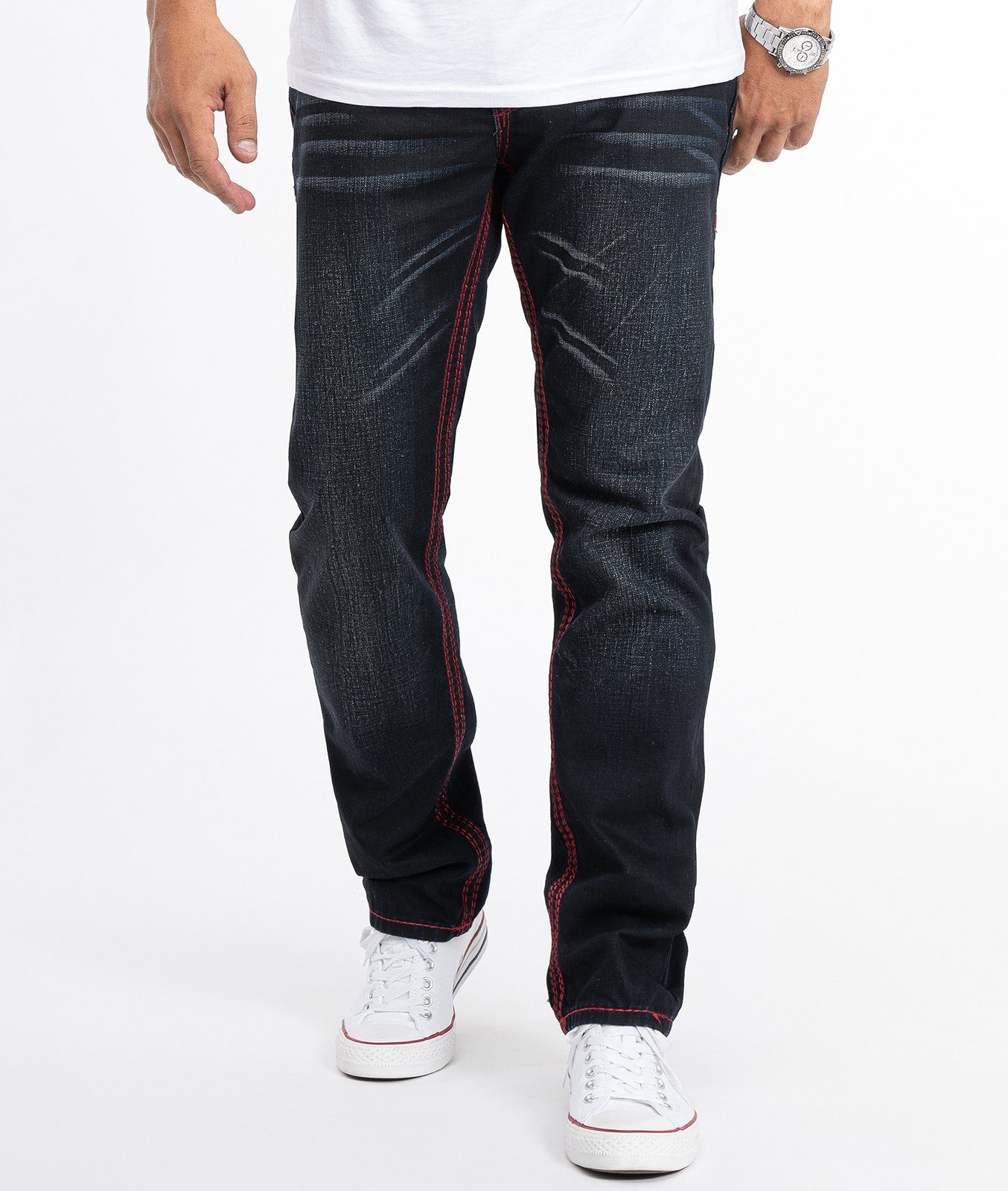 Rock Creek Straight-Jeans Herren Jeans Stonewashed günstig online kaufen