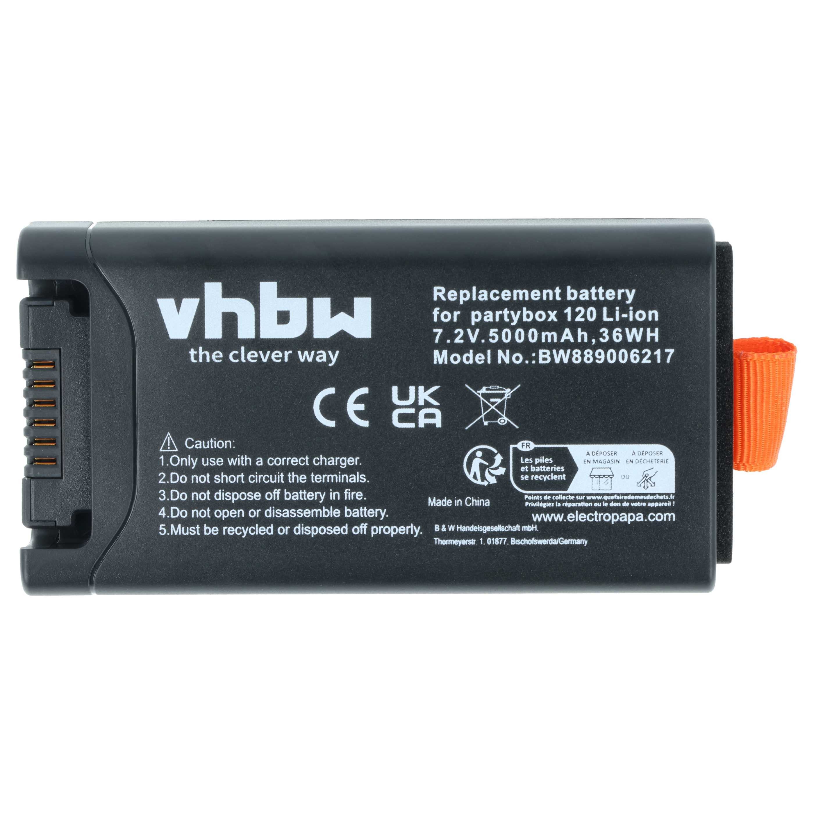 vhbw Akku Ersatz für JBL FG2CELL21700P für Lautsprecher (5000 mAh, 7,2 V, Akku Akku Li-Ion 5000 mAh (7,2 V, 1 St), Leistungsfähiger Austausch-Akku für Outdoor Lautsprecher