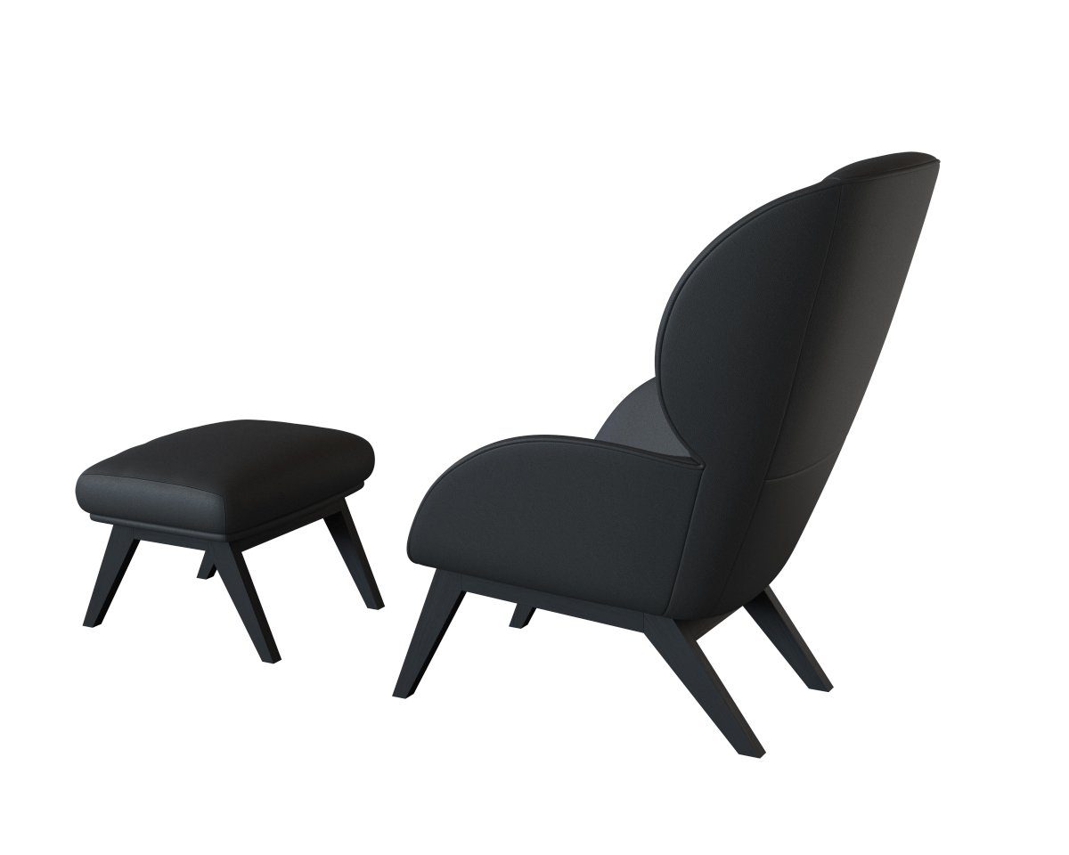 FLEXLUX Ohrensessel Adria Designsessel, Loungesessel, Stil & Komfort, organische Form, Fuß Holz schwarz
