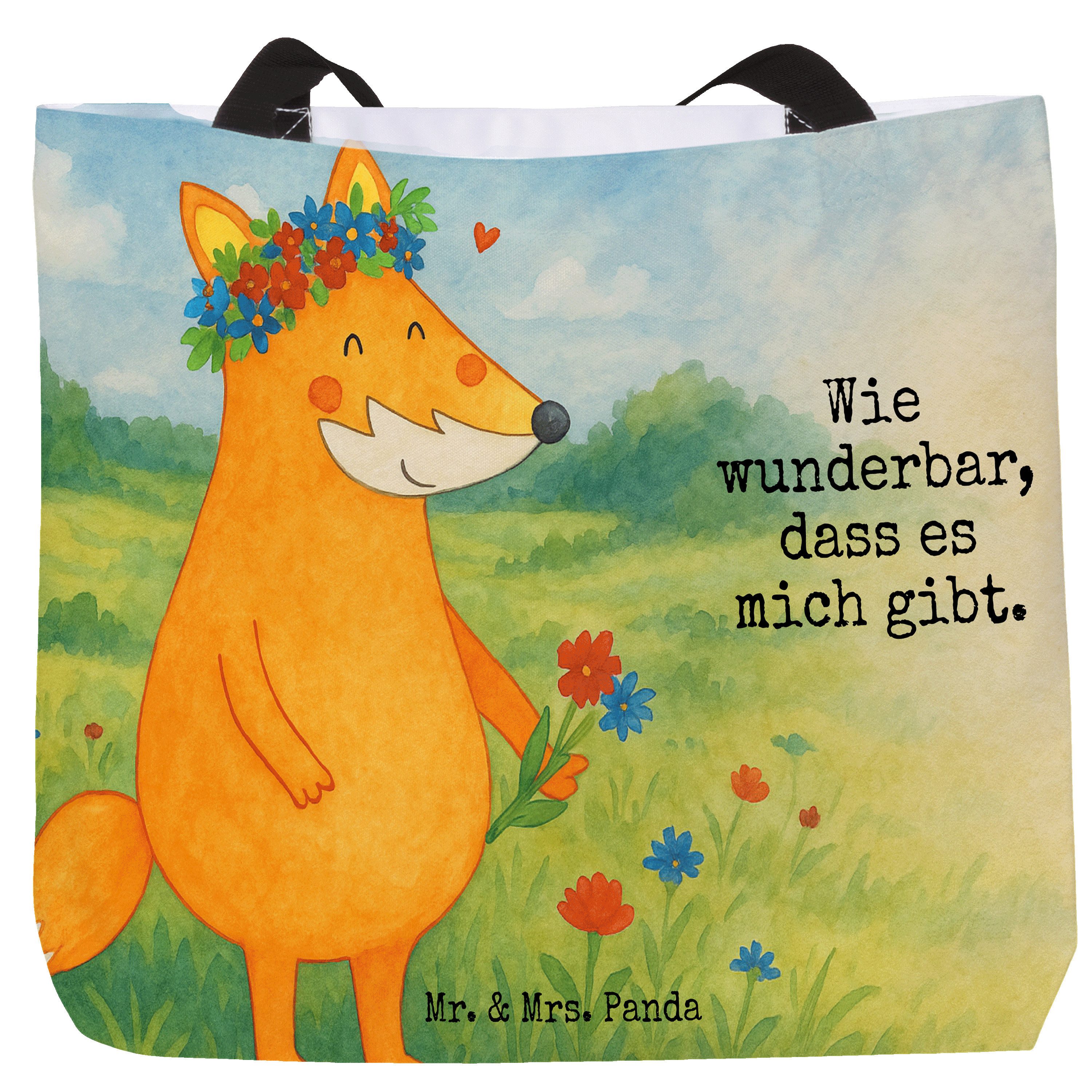 Shopper Fuchs Blumen Design, Schultasche, Weiß, Boho, Liebe, Schultasche, Str