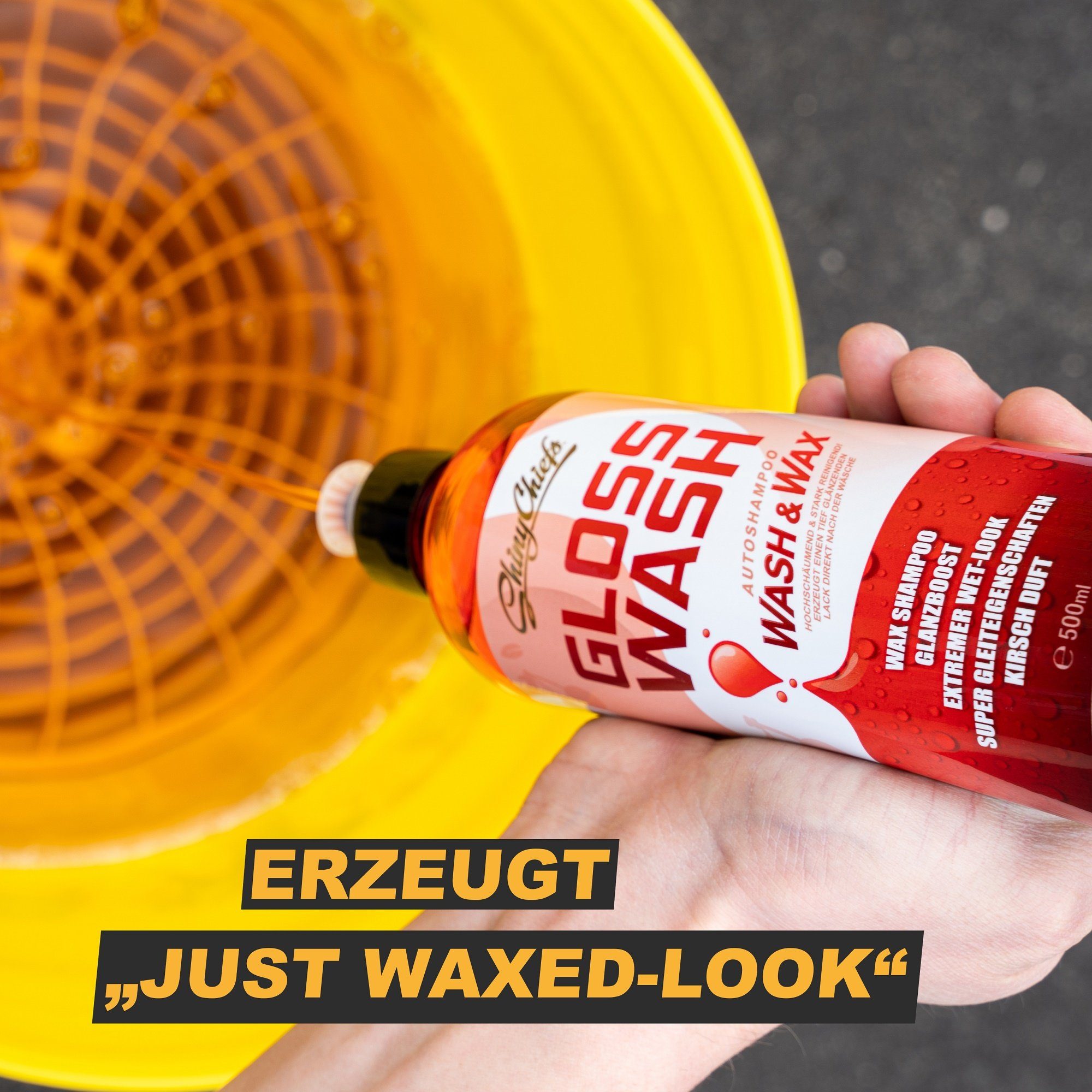 ShinyChiefs GLOSSWASH KIRSCHE - WASH & WAX 500ml mit Glanzverstärker Autoshampoo (1-St)