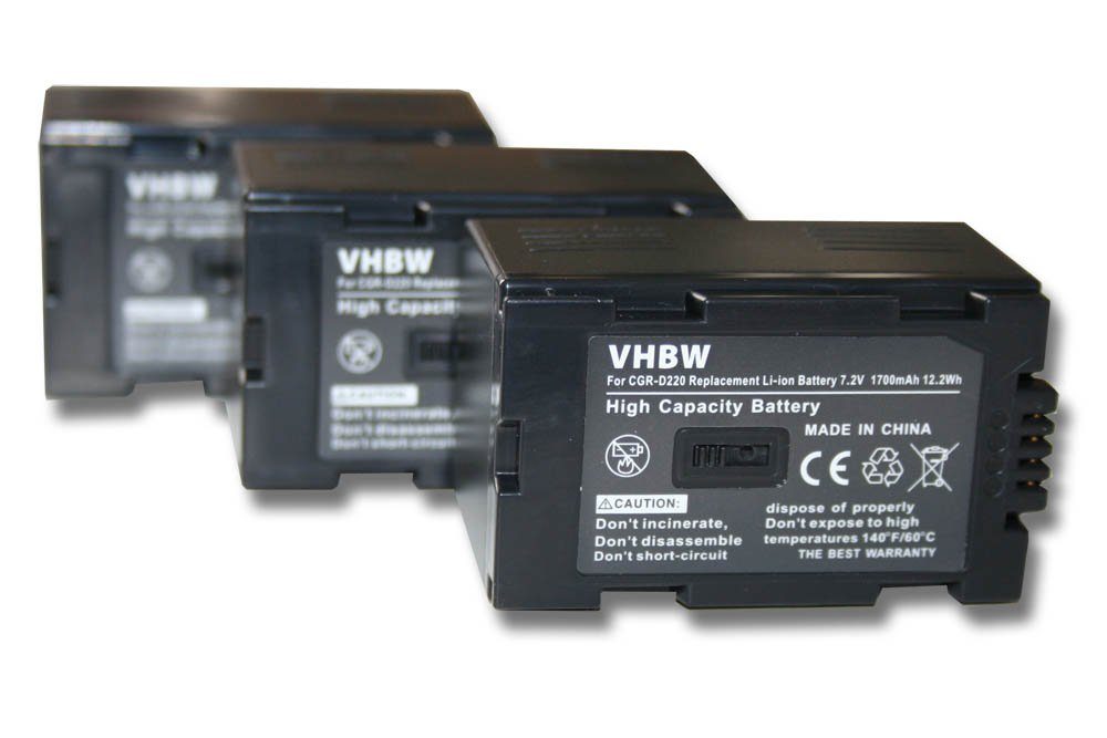 vhbw passend für Panasonic NV-MX1, NV-MX2, NV-MX30, NV-MX300, NV-MX350, Kamera-Akku 1700 mAh