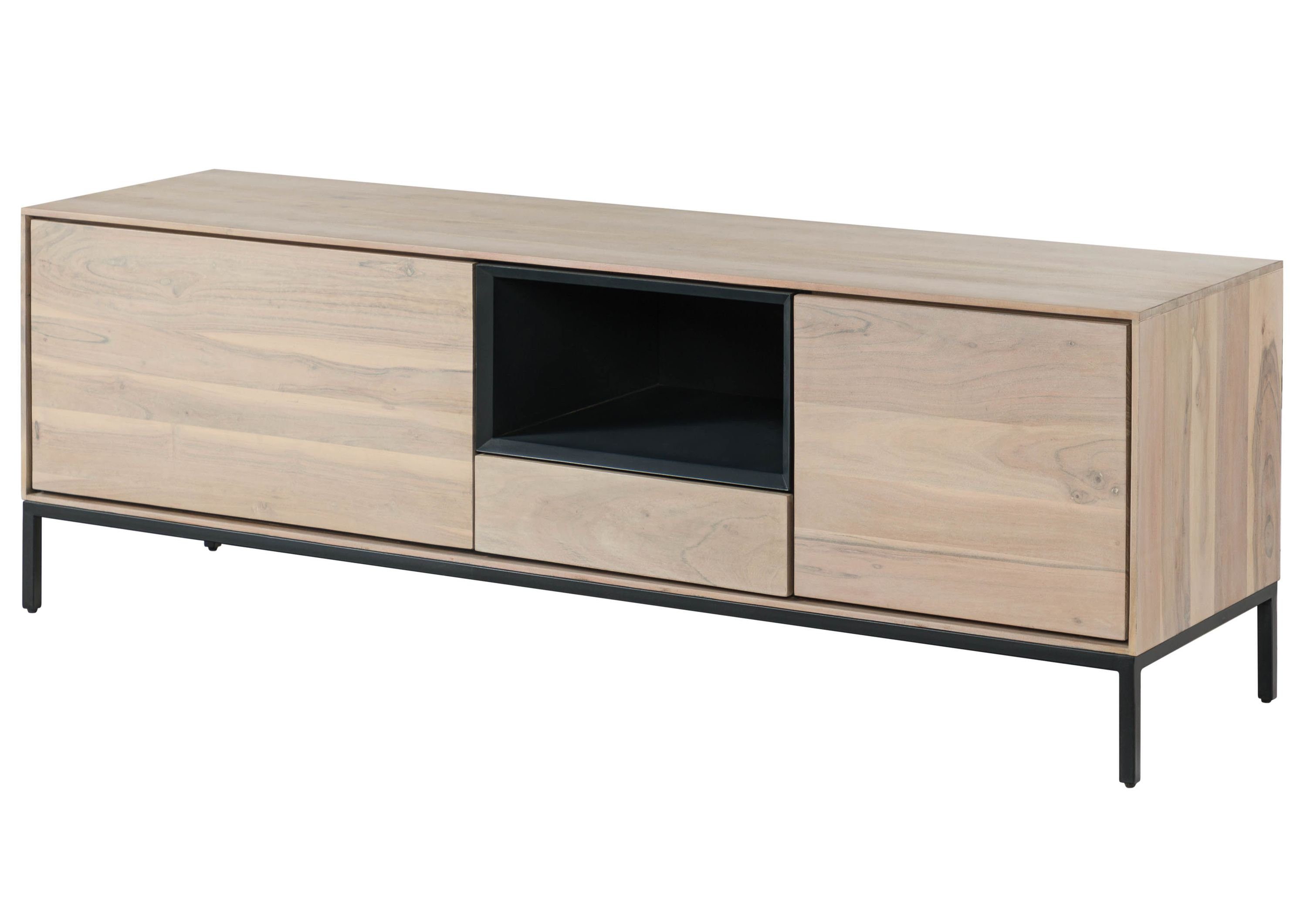 Massivmoebel24 TV-Board (Massivholz), TV-Board Akazie 160x45x55 grau-weiß geölt CHICAGO #01