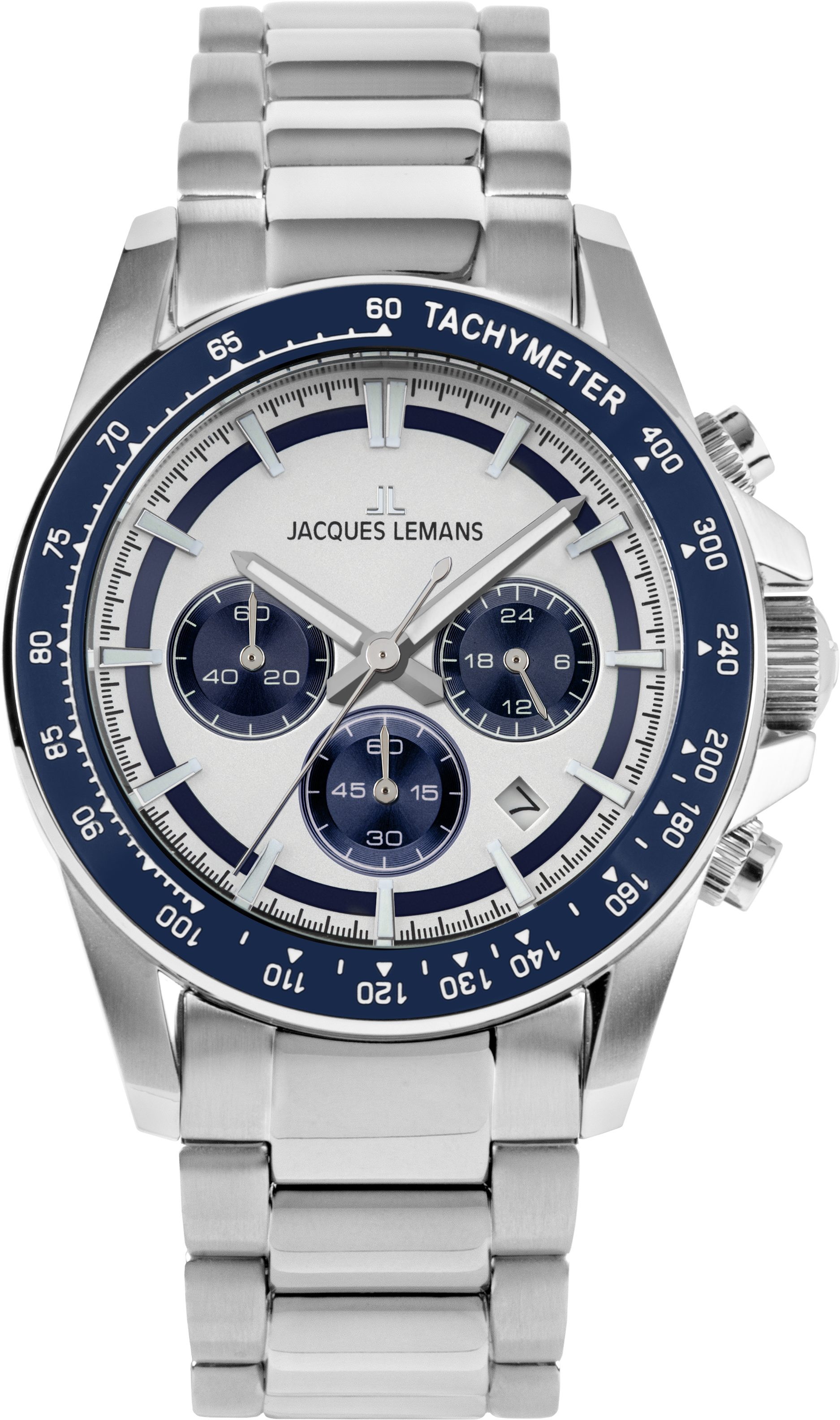 Jacques Lemans Chronograph Liverpool 1-2207F, Quarzuhr, Armbanduhr, Herrenuhr, Edelstahlarmband, analog, Tag