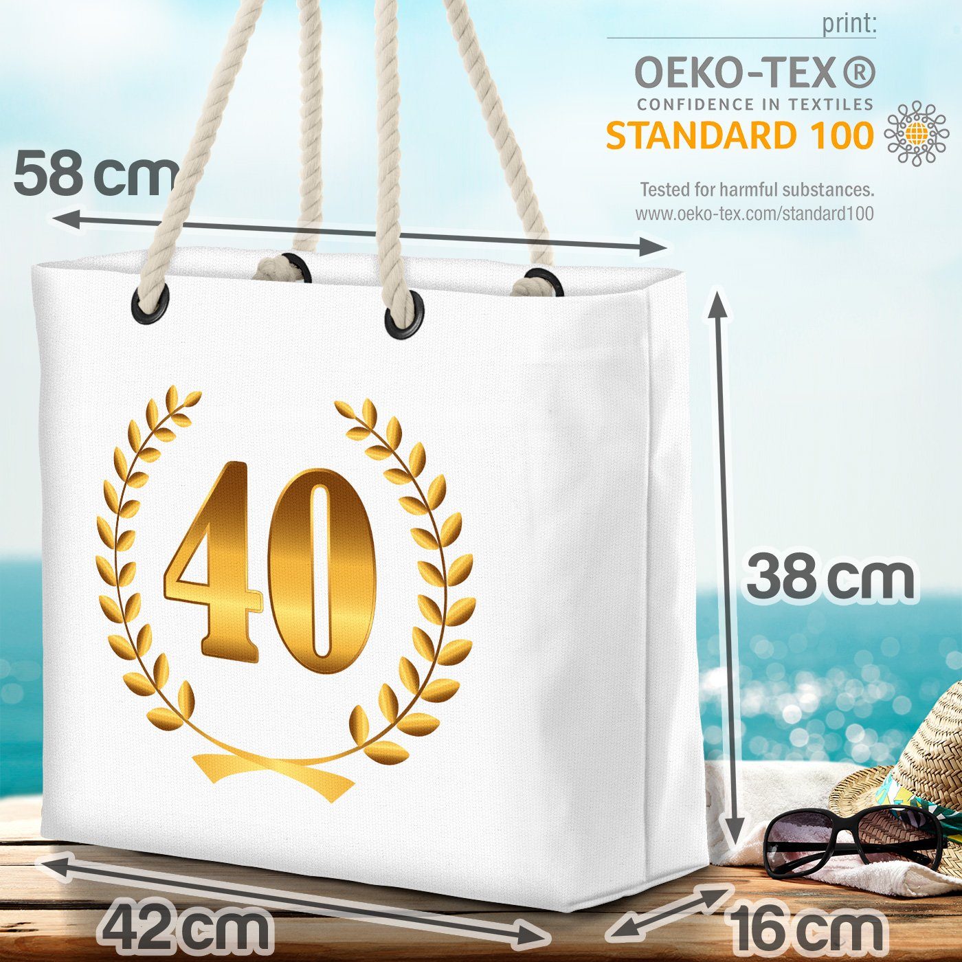Strandtasche (1-tlg), Jubiläum Kranz 40 Jahre Hochzeit Geburtstag Jubiläum VOID Jahre Geburtstag
