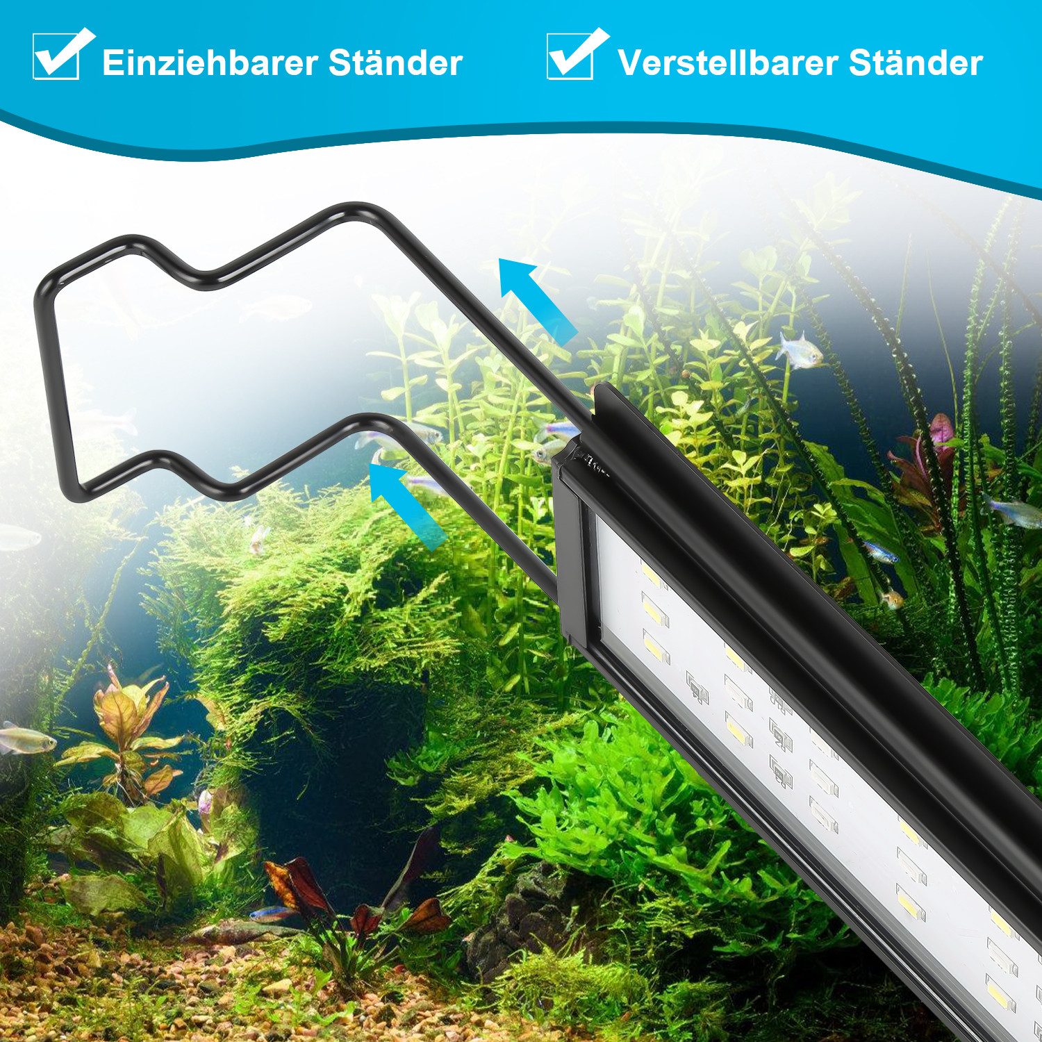 Clanmacy LED Aquariumleuchte 10-45W LED Aquarium mit timer Lampe Fisch Tank RGB 30-130cm, 10W für 30-45cm