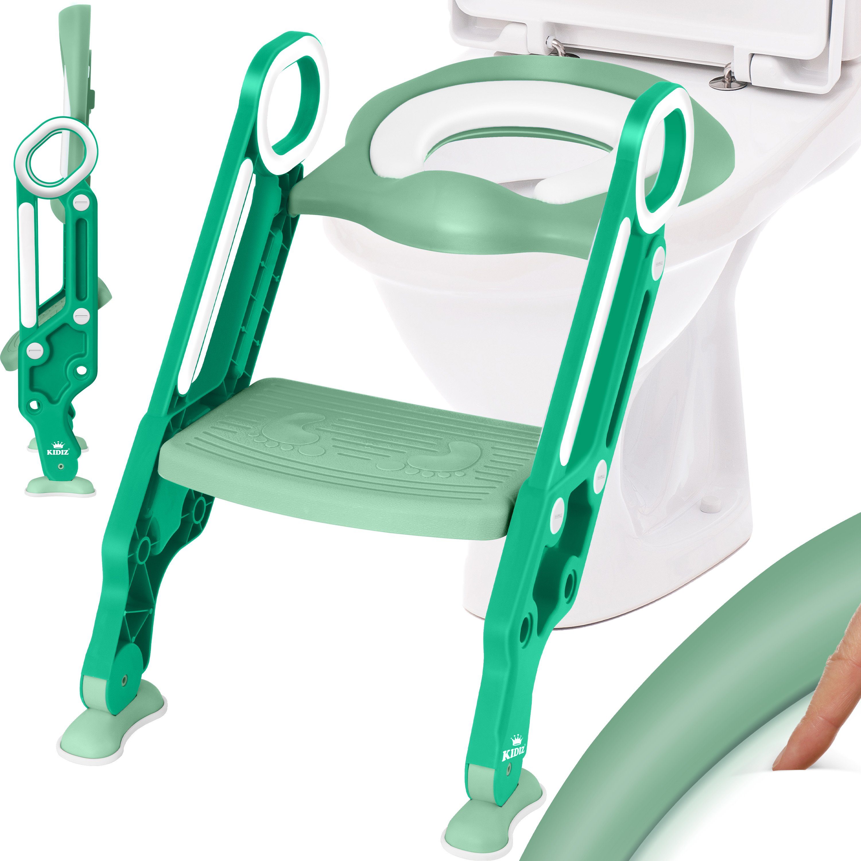 KIDIZ Kinder-WC-Sitz, Kinder Toilettensitz Toilettentrainer mit Treppe und Griffe