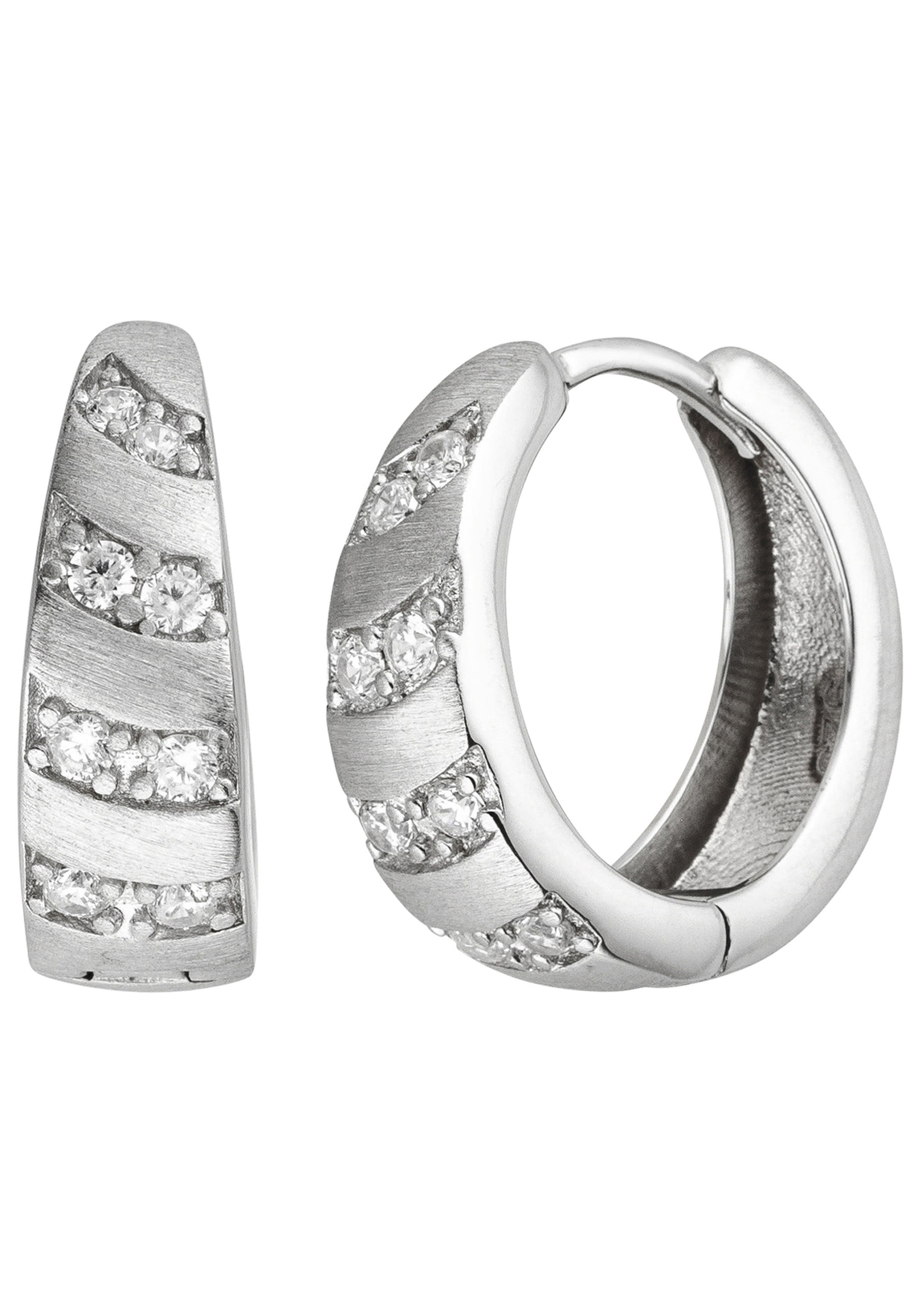 JOBO Paar Creolen, 925 Silber matt mit 1... JOBO Paar Creolen, 925 Silber matt mit 1...