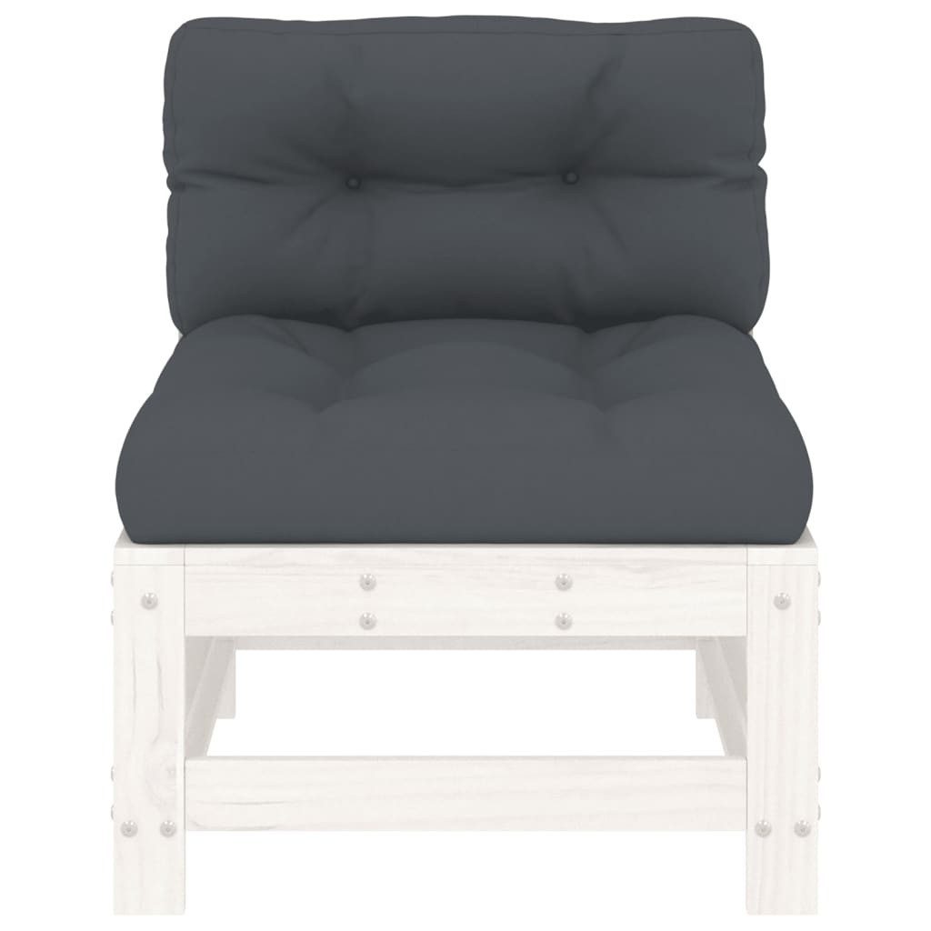 vidaXL Sofaelement Mittelsofa mit Kissen Weiß günstig online kaufen
