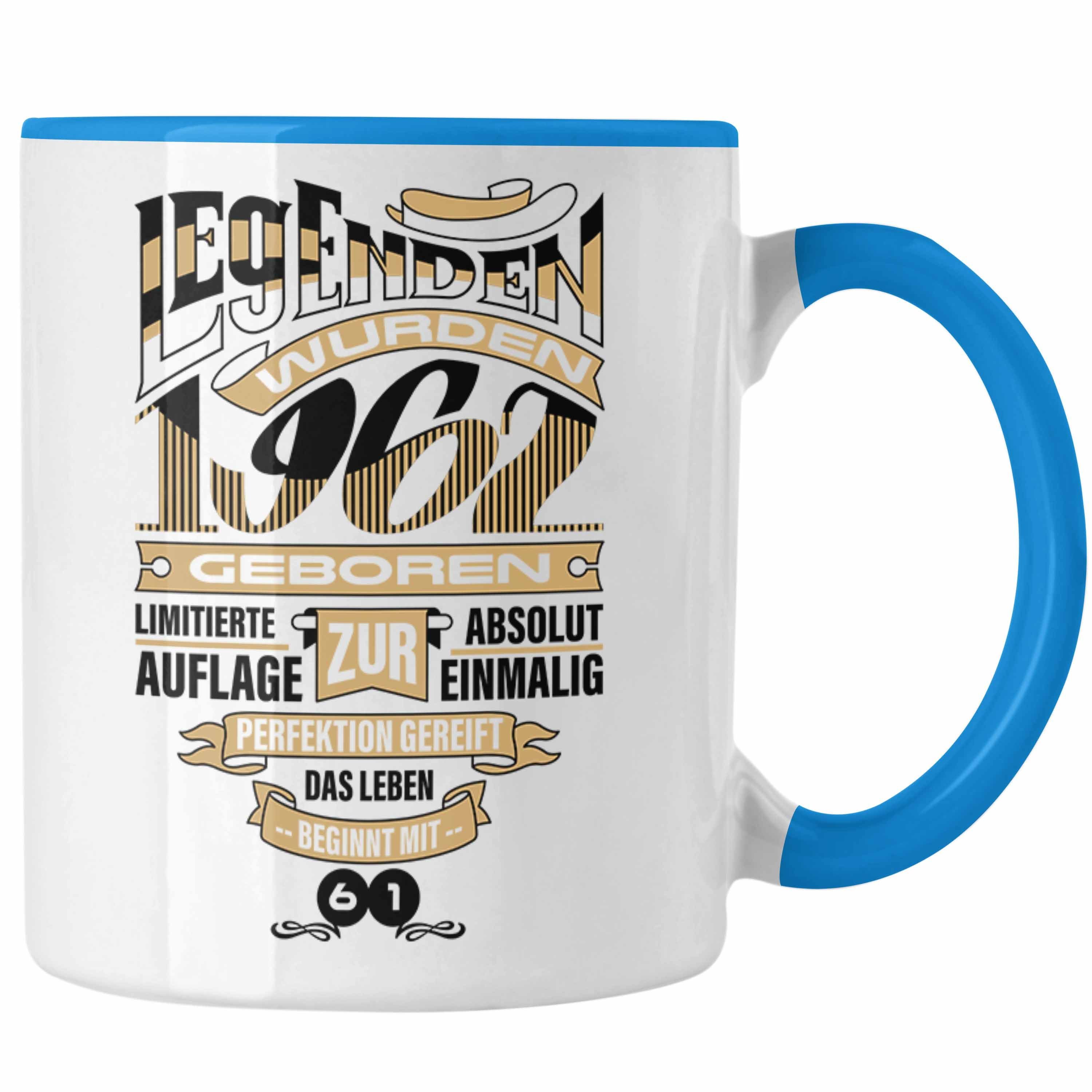 Trendation Tasse TRENDATION 60. Geburtstag Tasse Frau Mann Geschenk 60er Geschenkidee 60 Mutter Vater Blau