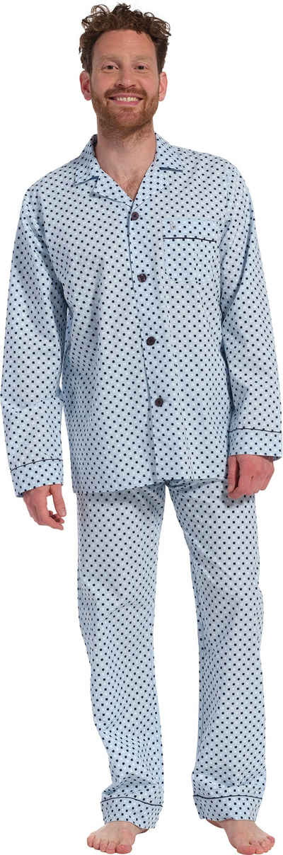 Robson Schlafanzug Herren Pyjama lang (2 tlg) Baumwolle