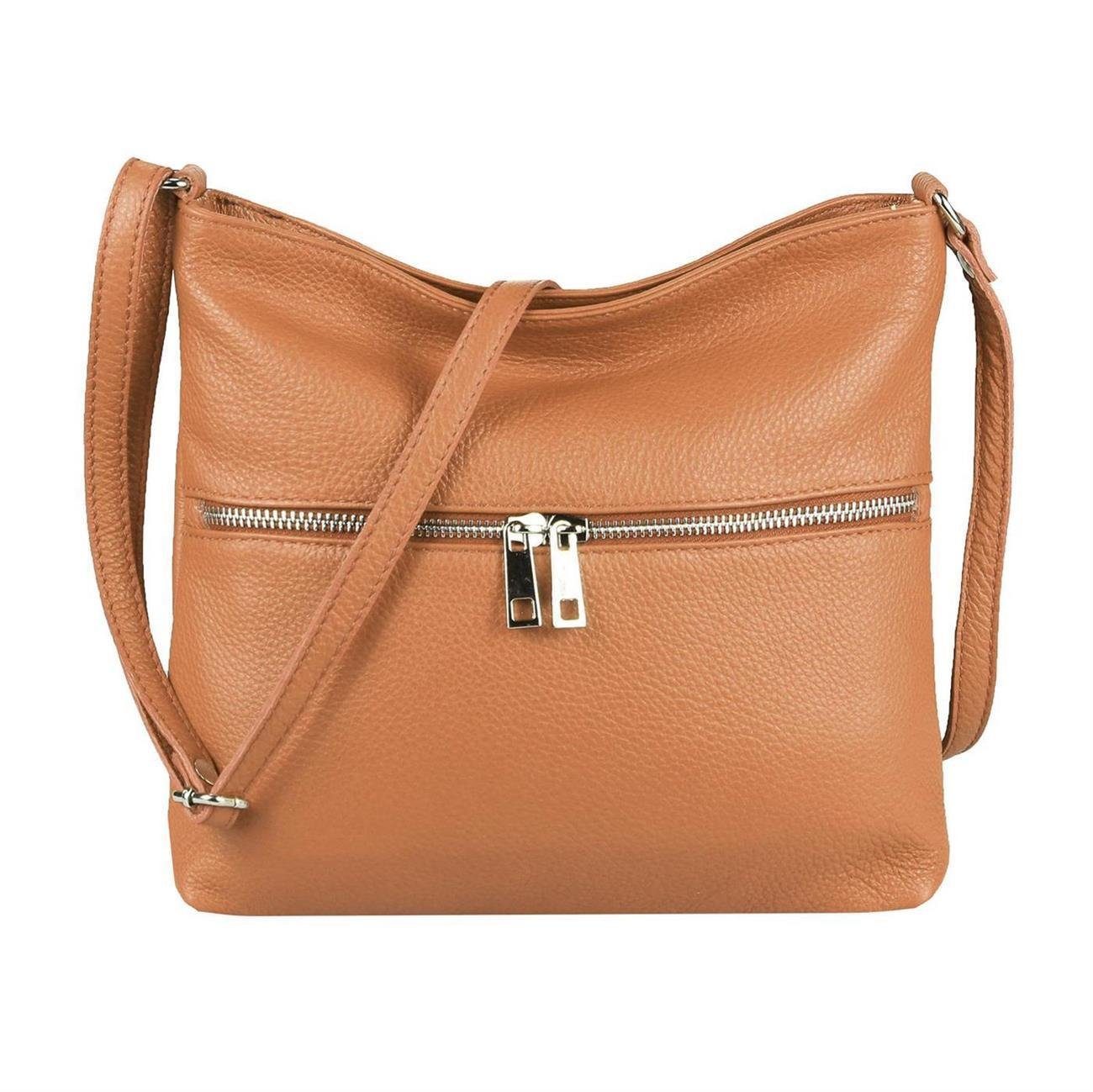 Schultertasche Made in Italy Damen Leder Tasche CrossOver
