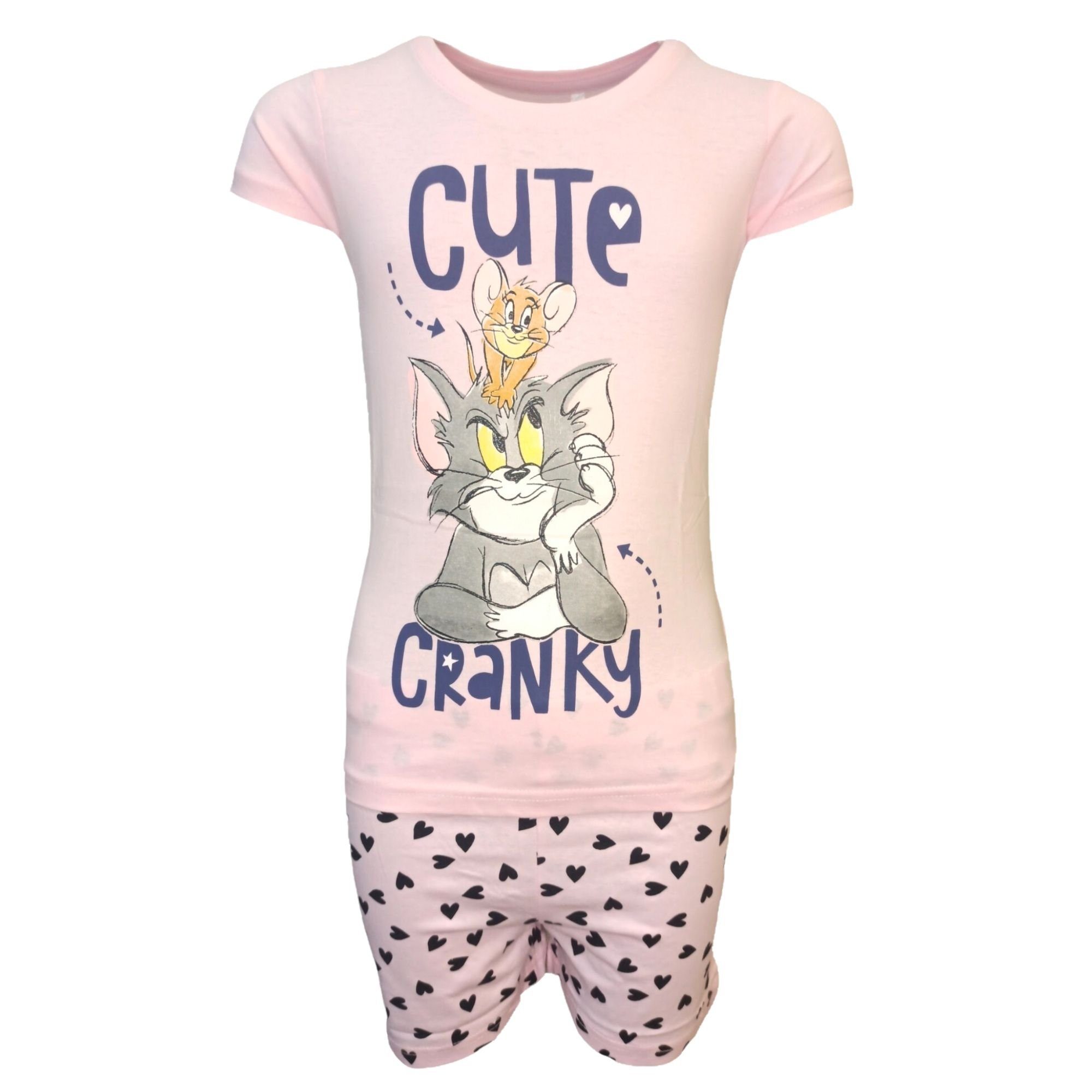 Tom & Jerry Schlafanzug cute cranky (2 tlg) Pyjama Set kurz - Mädchen Shorty aus Baumwolle Gr. 98-128 cm Rosa