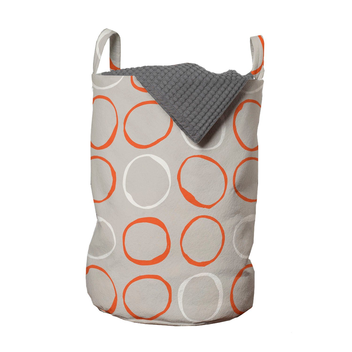 Abakuhaus Wäschesäckchen Wäschekorb mit Griffen Kordelzugverschluss für Waschsalons, Orange Einfache Art Sketchy Kreise | Wäschesäcke