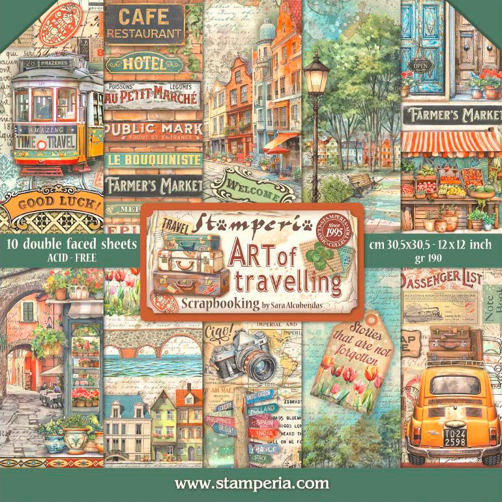 Motivpapier Scrapbook-Block 'Art of Travelling'